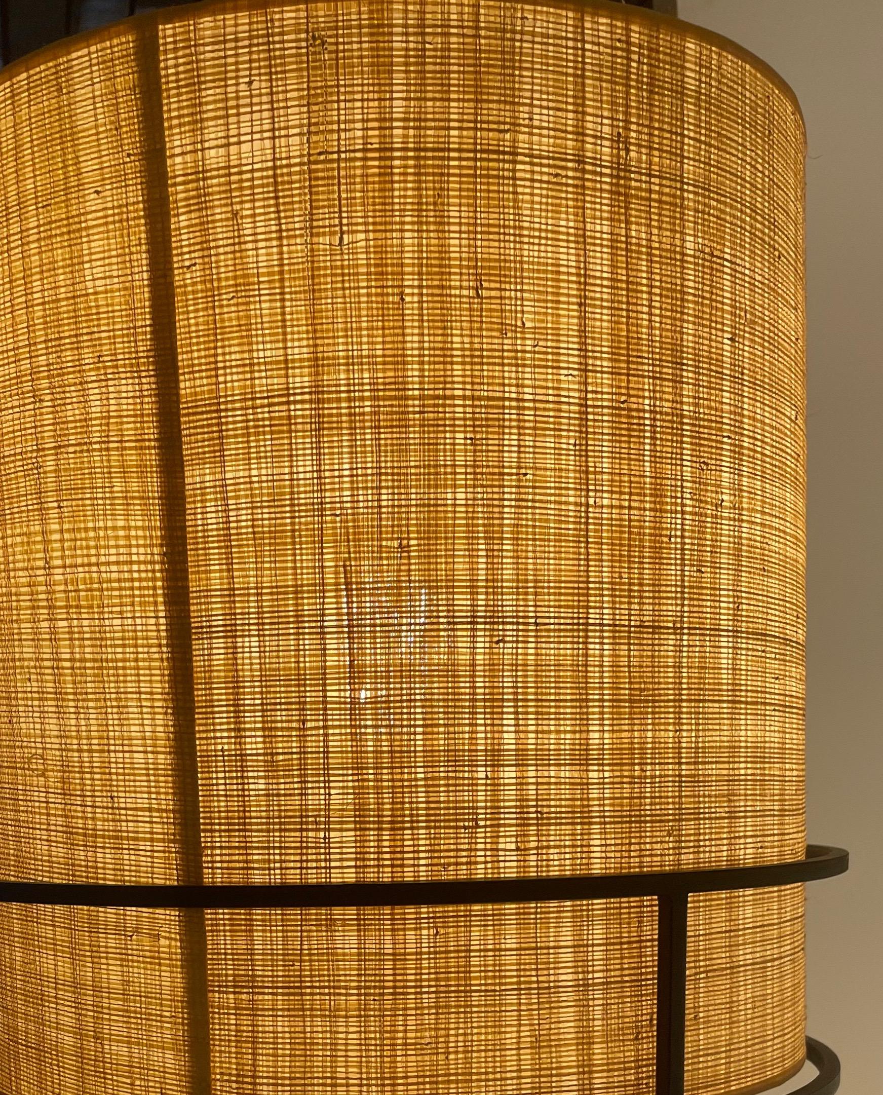 Modernist Floor Lamp With A Raffia Shade, Attributed to André Motte, France 1950 In Good Condition In Brussels, BE