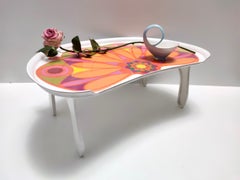Modernist Floral Bean-Shaped Plastic Bed Tray, Italy