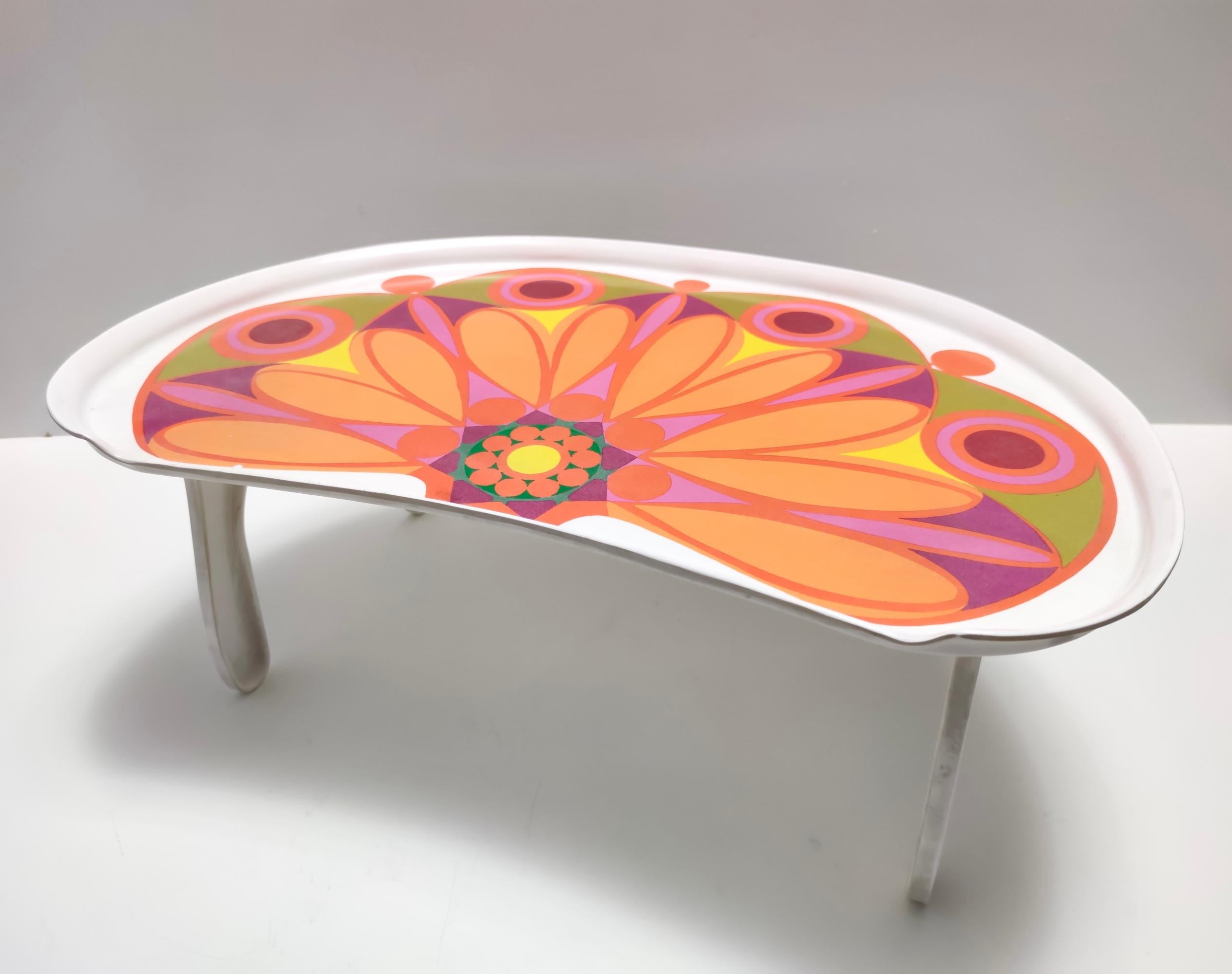 Modernist Floral Bean-Shaped Plastic Bed Tray, Italy In Excellent Condition For Sale In Bresso, Lombardy