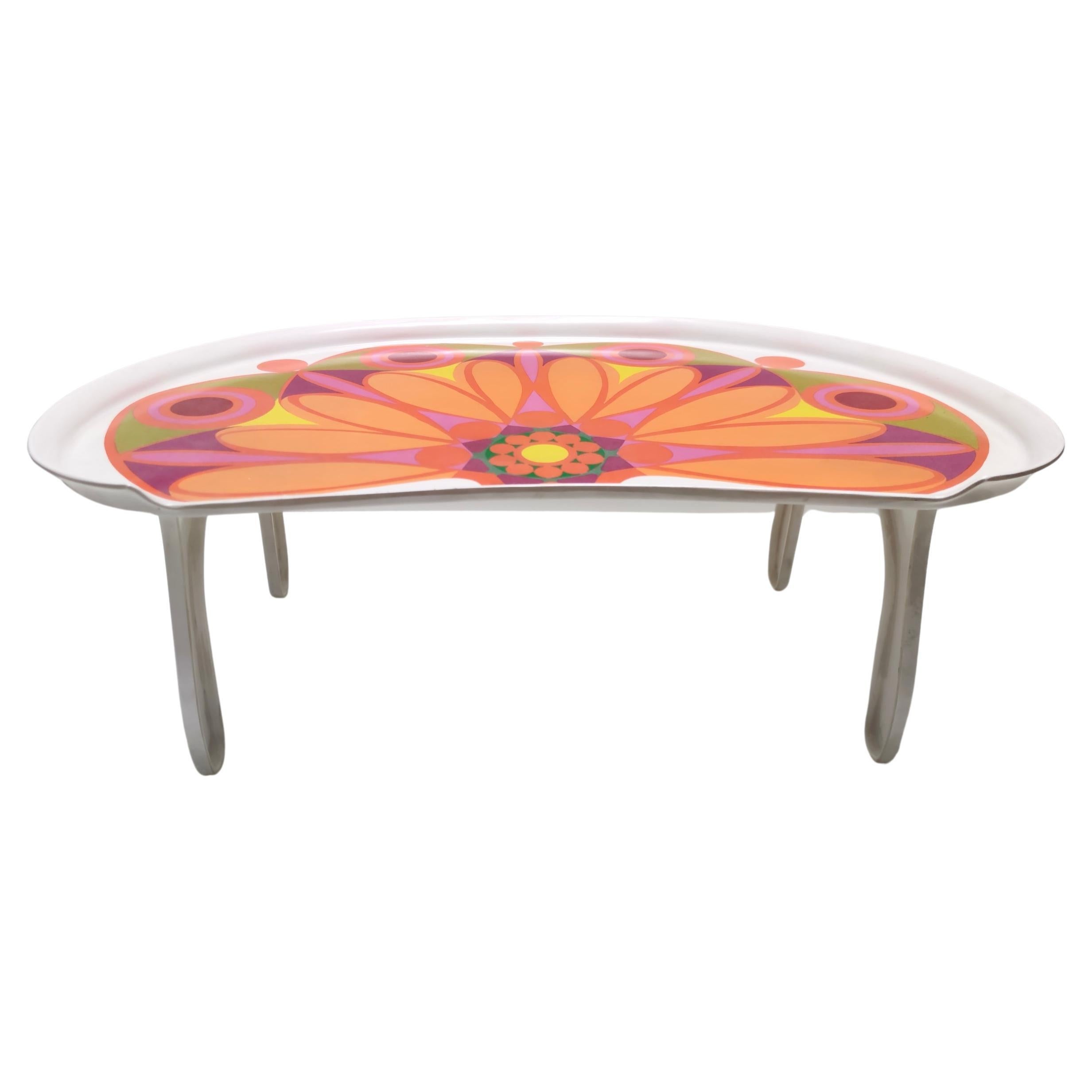 Modernist Floral Bean-Shaped Plastic Bed Tray, Italy For Sale
