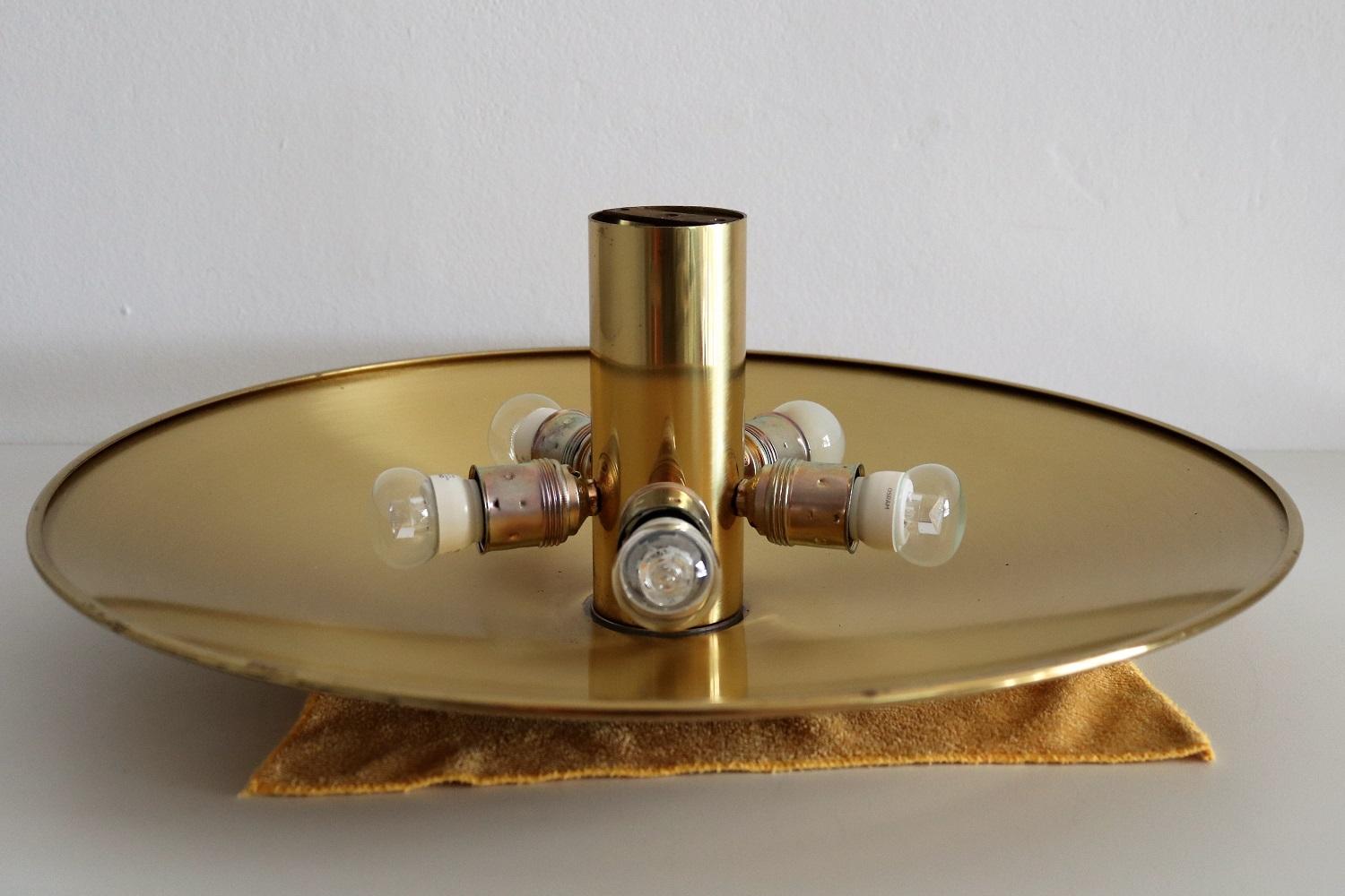 Modernist Flushmount or Wall Light in Brass by Florian Schulz, 1980s 6