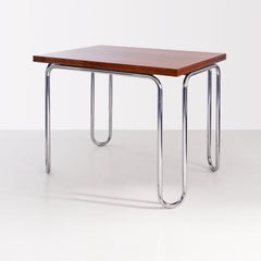 Modernist Folding Table, Chrome Plated Steel, Veneered Wood, Made-To-Measure