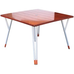 Mid 20th Century Aluminum and Wood Folding Table