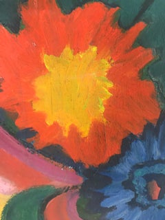 Modernist, Folk Art Oil on Canvas by Anita Kahn, circa 1950s