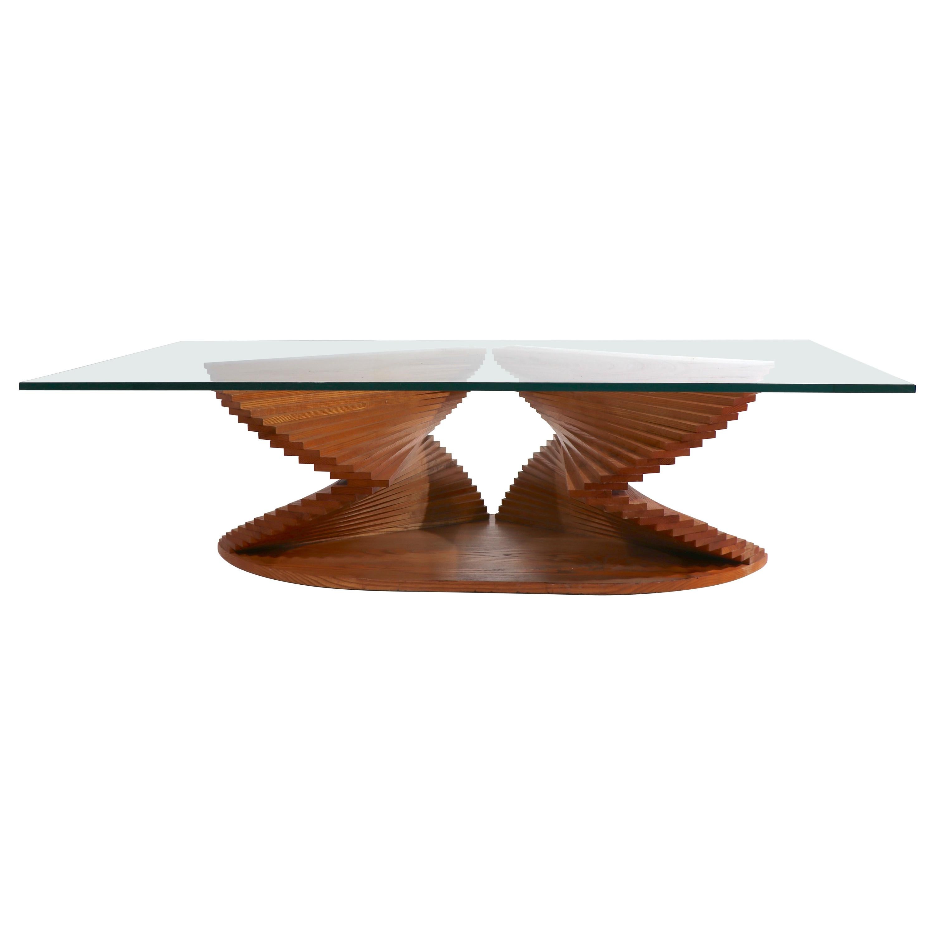 Modernist Folky Stepped Helix Form Coffee Table Base