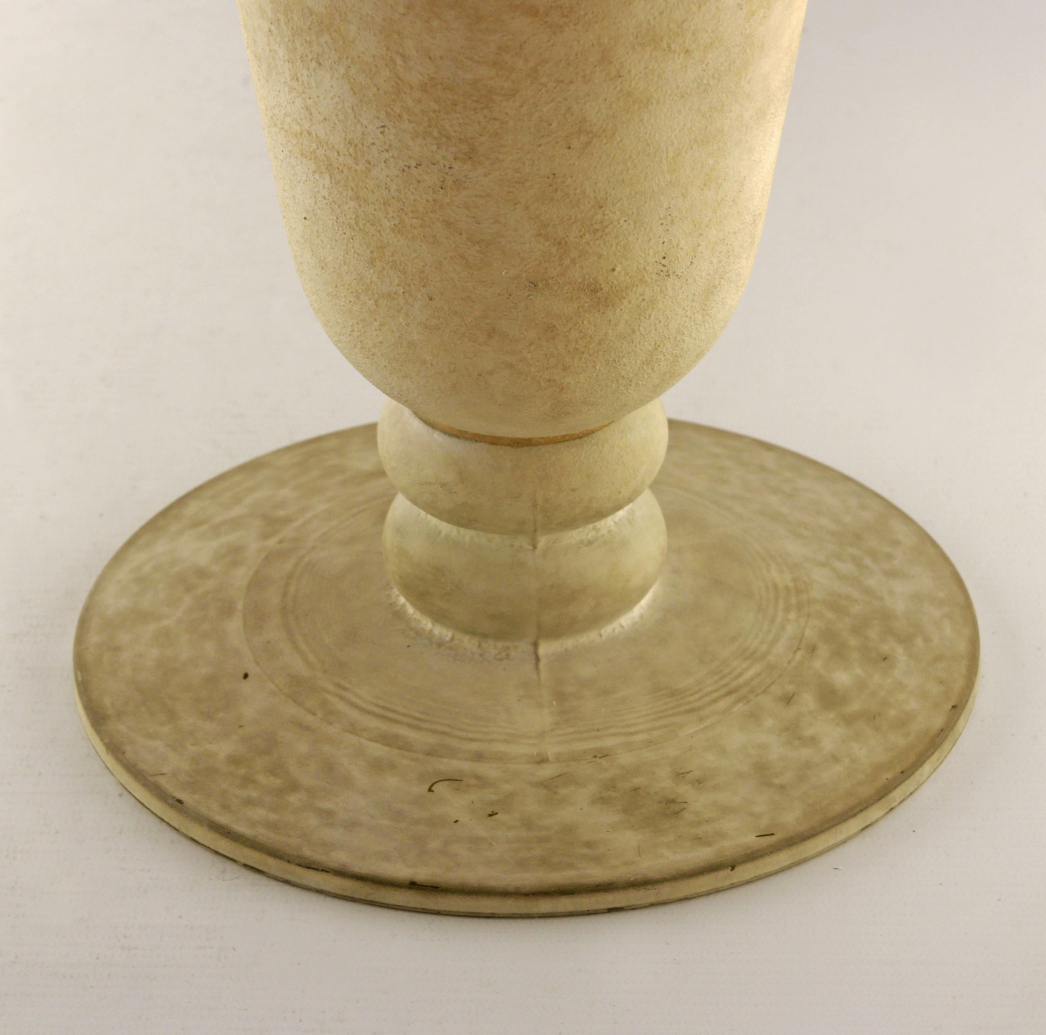 Modernist French Desing Footed Trumpet Frosted Glass Broad Vase by André Groult In Good Condition For Sale In North Miami, FL