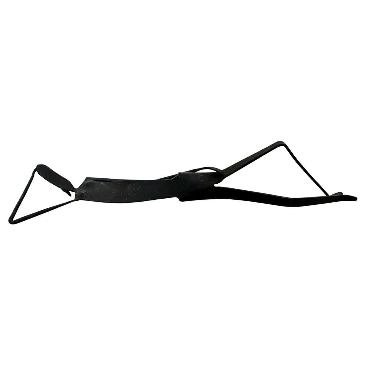 Modernist Forged Black Metal Reclining Nude Figure Sculpture Robert Hansen Woman