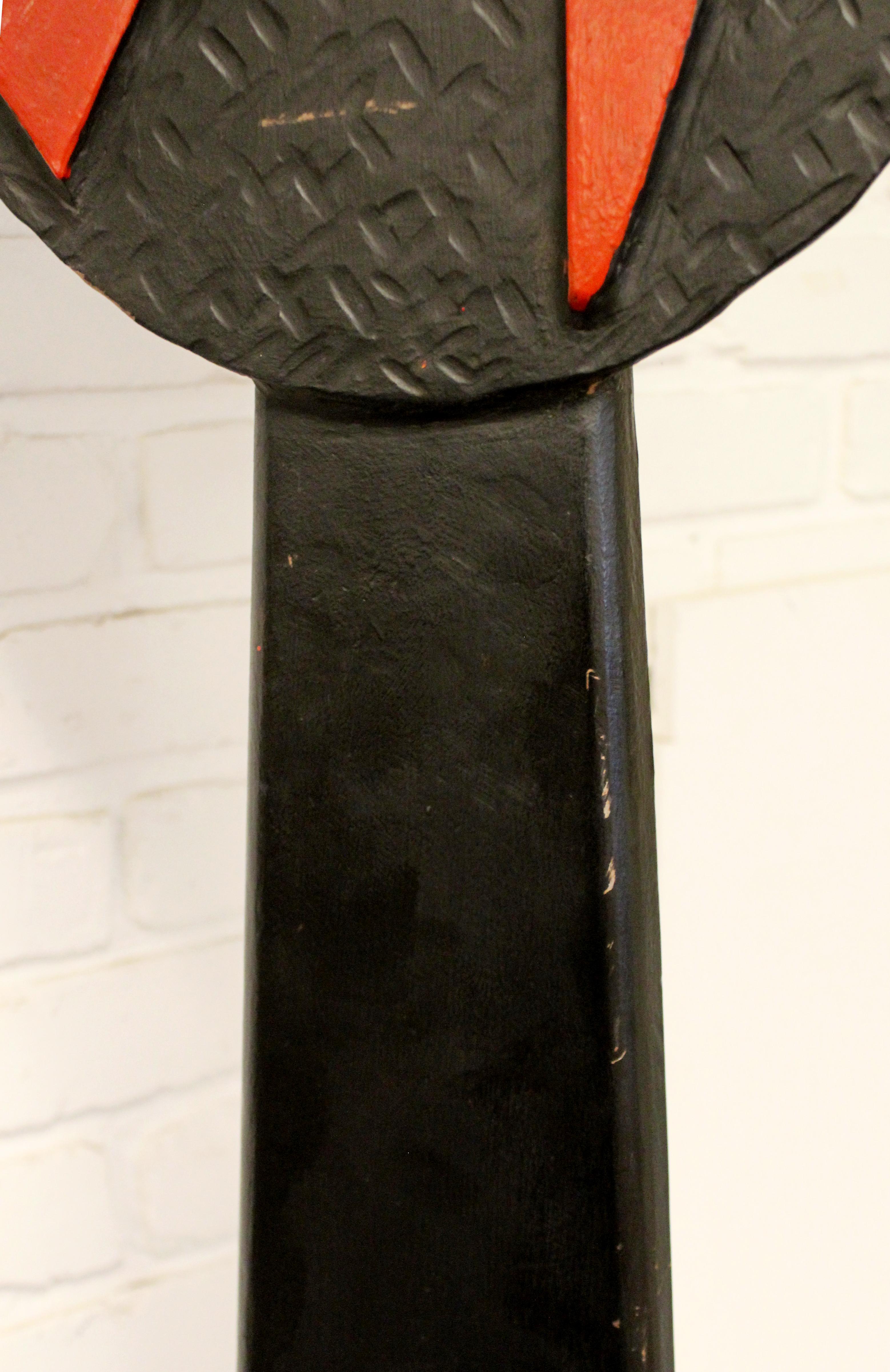 Contemporary Modernist Forged Black Red Metal Abstract Indoor Outdoor Floor Sculpture 2000s