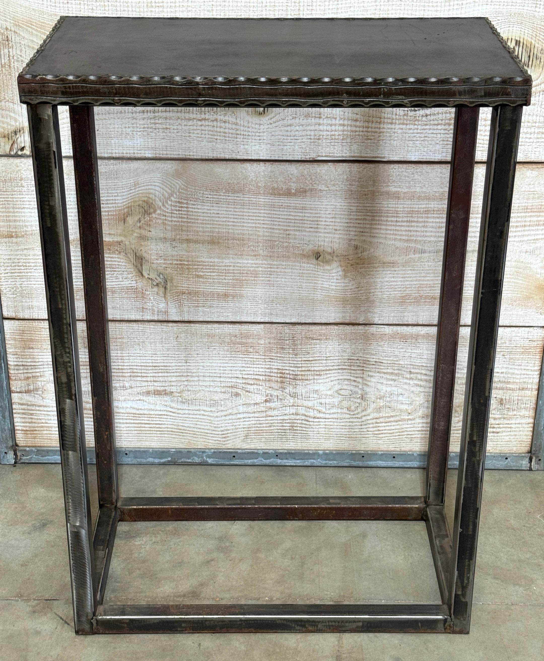 Modernist Forged & Engraved Iron Rectangular Pedestal For Sale 6