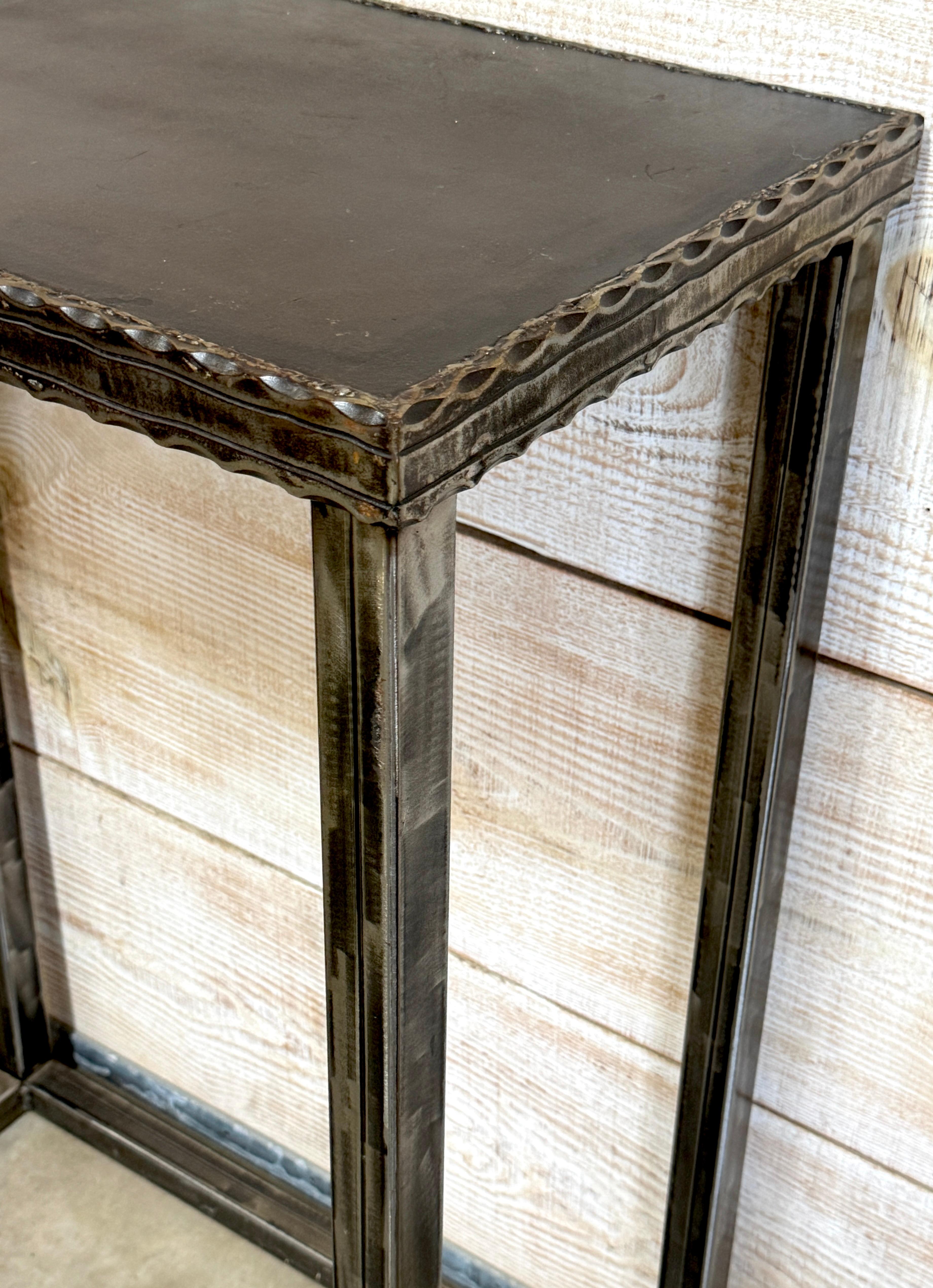 Modernist Forged & Engraved Iron Rectangular Pedestal For Sale 1