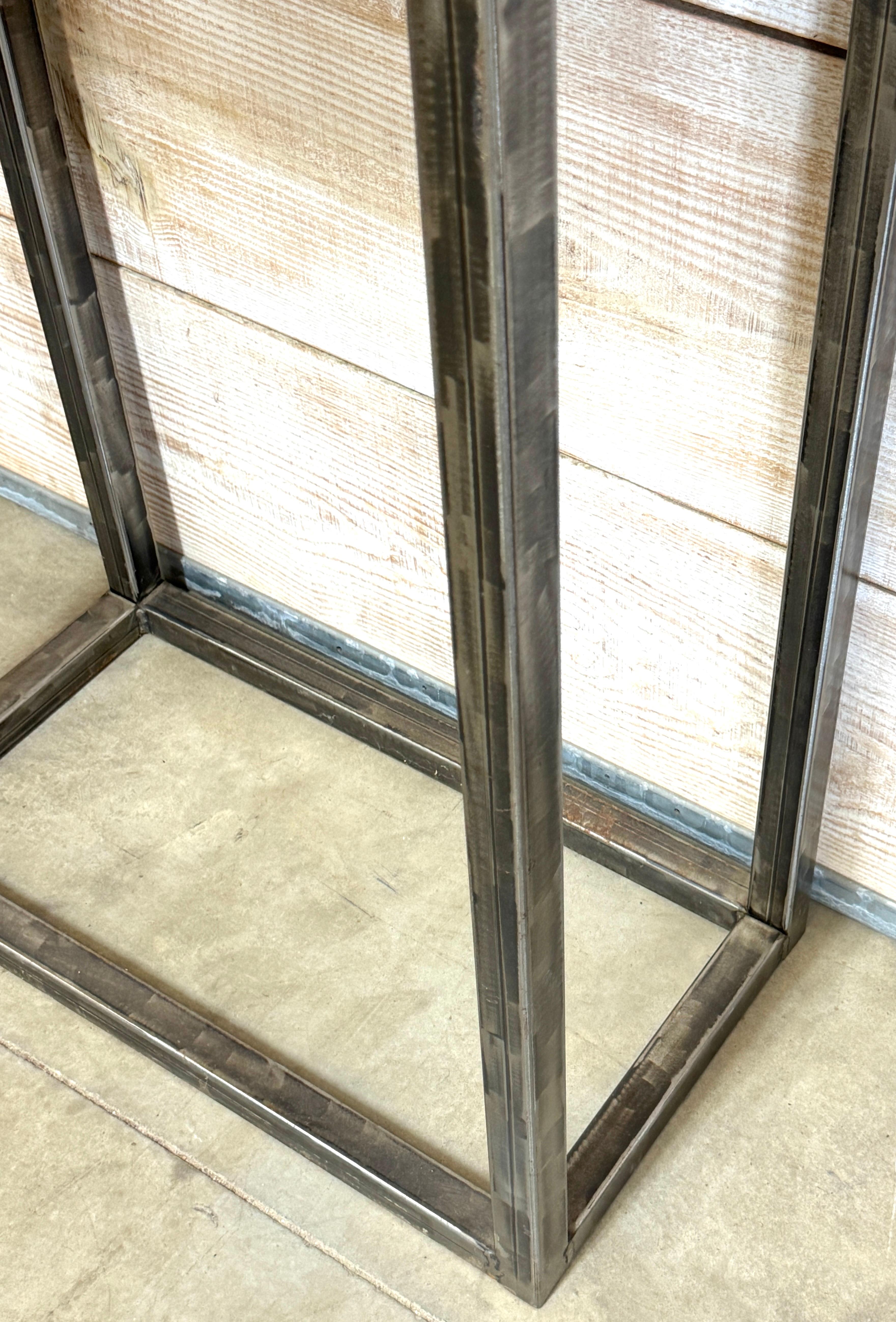 Modernist Forged & Engraved Iron Rectangular Pedestal For Sale 2