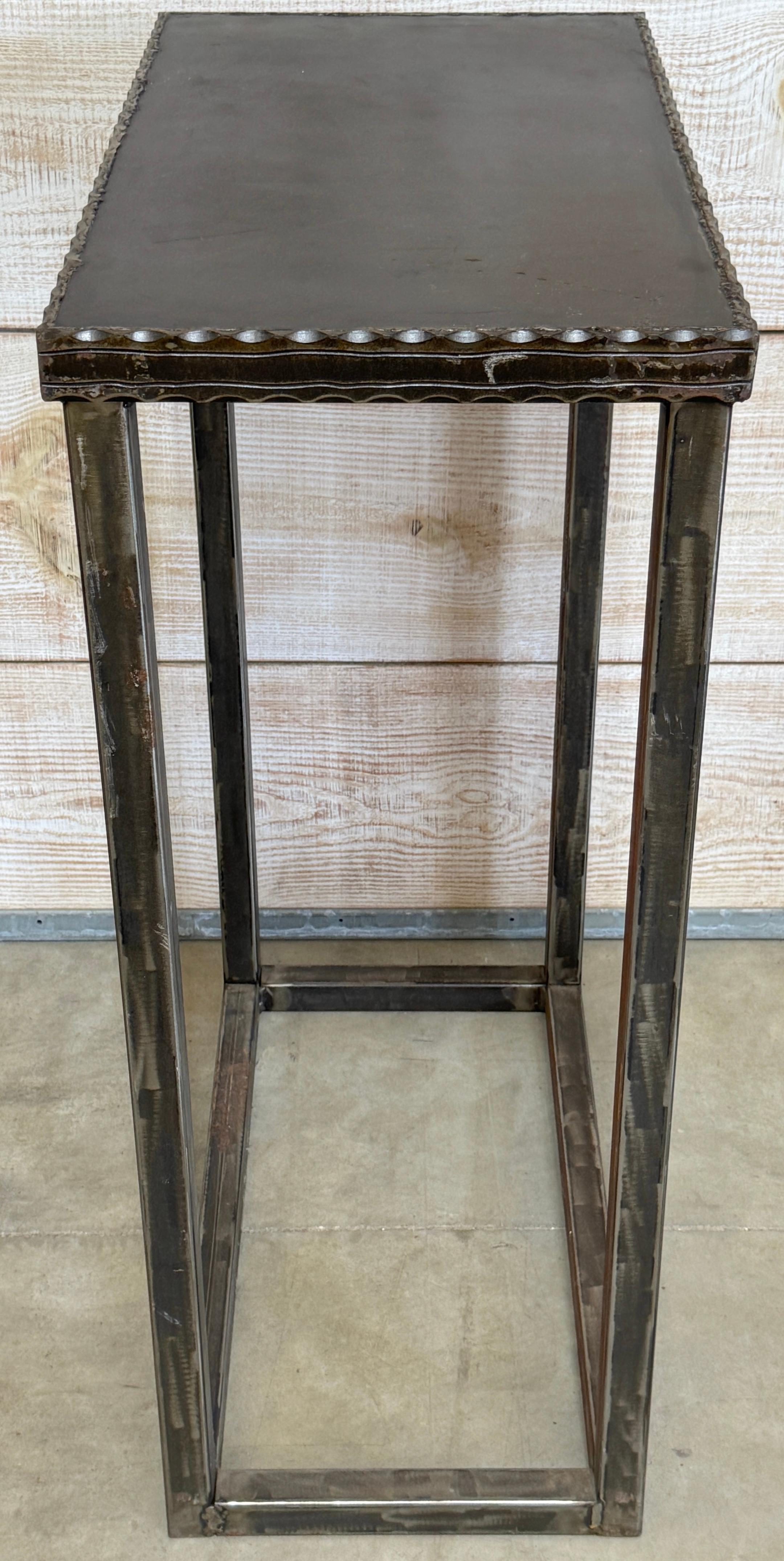 Modernist Forged & Engraved Iron Rectangular Pedestal For Sale 3