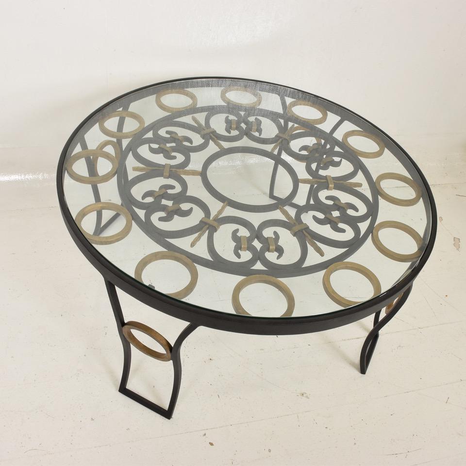 Mexico Modern Forged Iron Round Coffee Table Talleres Chacon Arturo Pani, 1950s In Good Condition In Chula Vista, CA