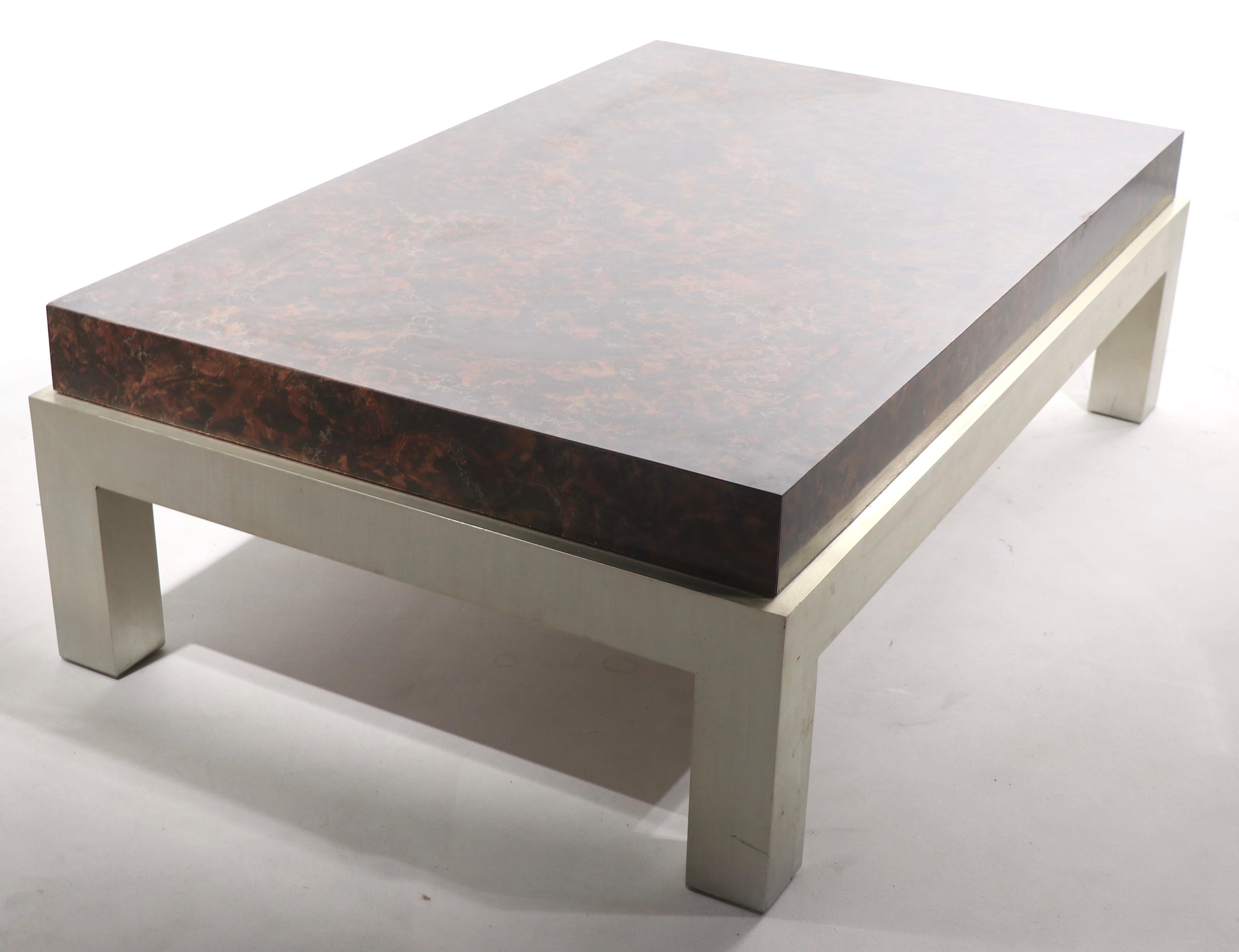 20th Century Modernist Formica and Aluminum Coffee Table after Mayen For Sale