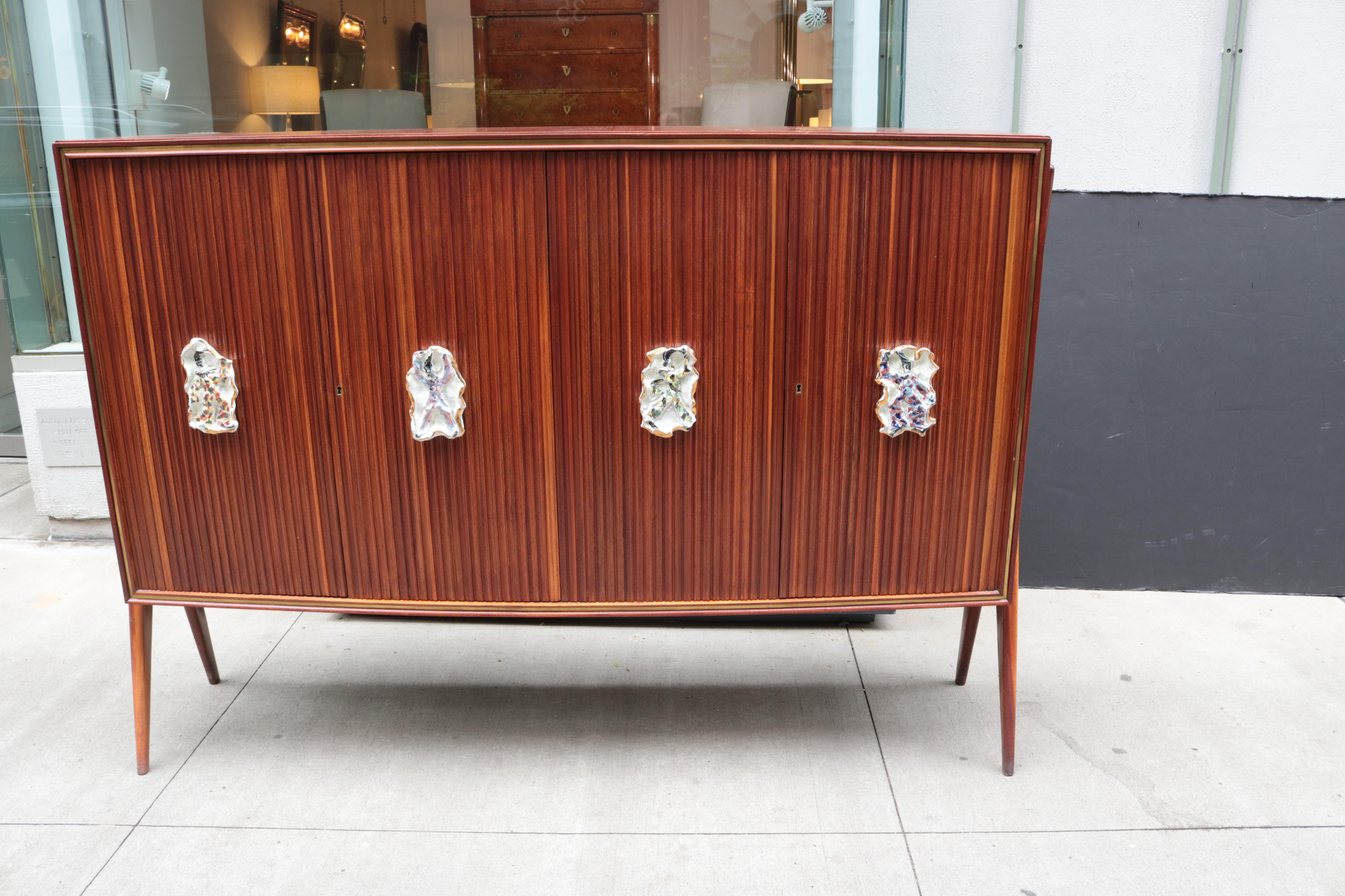 Italian Modernist Four Door Cabinet by Oswaldo Borsani For Sale