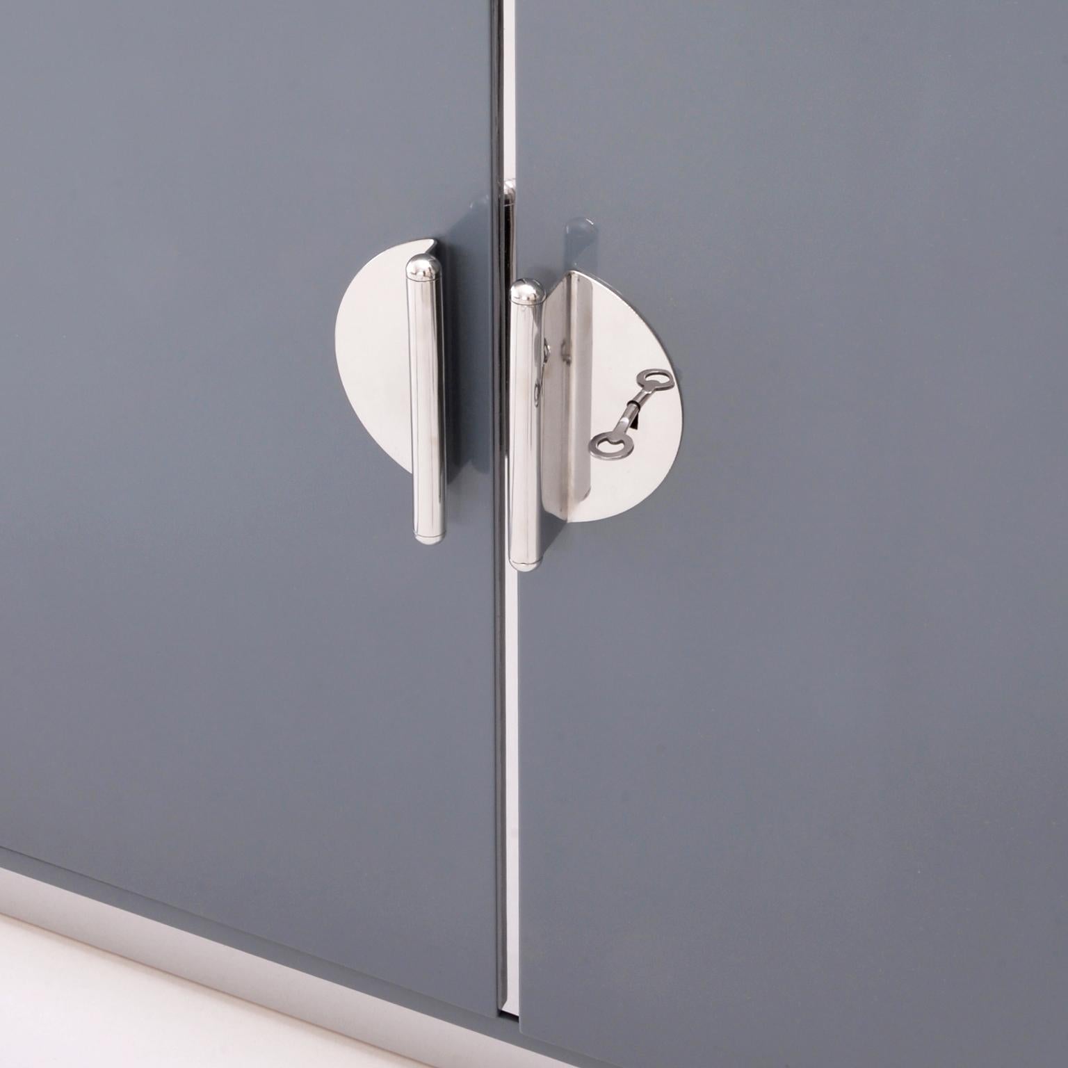 Modernist Four-Door Sideboard, Chrome Plated Metal, Glossy Lacquer, Customizable In New Condition For Sale In Berlin, DE