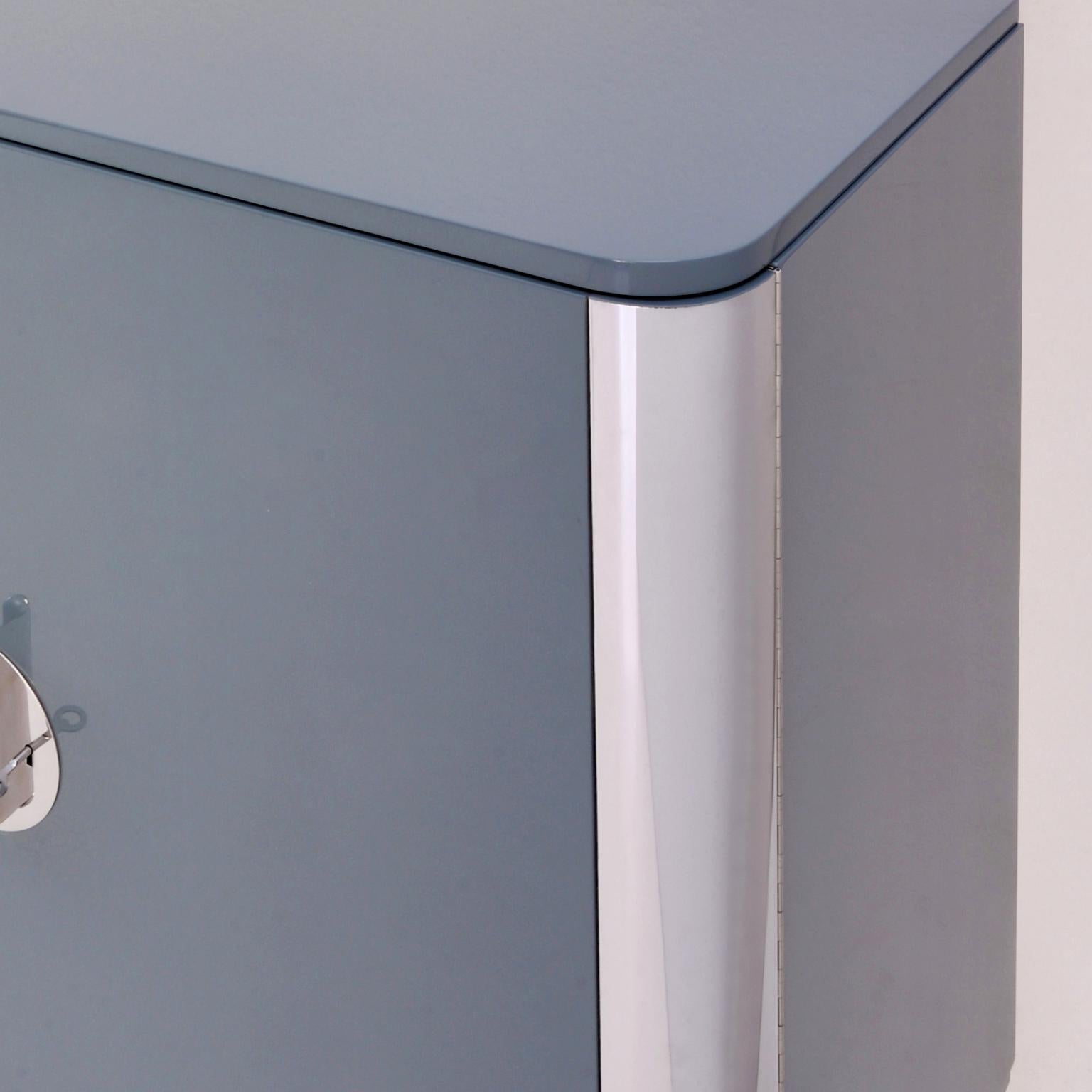 Contemporary Modernist Four-Door Sideboard, Chrome Plated Metal, Glossy Lacquer, Customizable For Sale