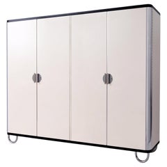 Modernist Four-Door Wardrobe, Chromium Plated Metal, High-Gloss Lacquer, Bespoke