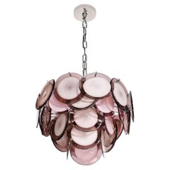 Lustre moderniste à quatre niveaux en améthyste de Murano soufflée à la main