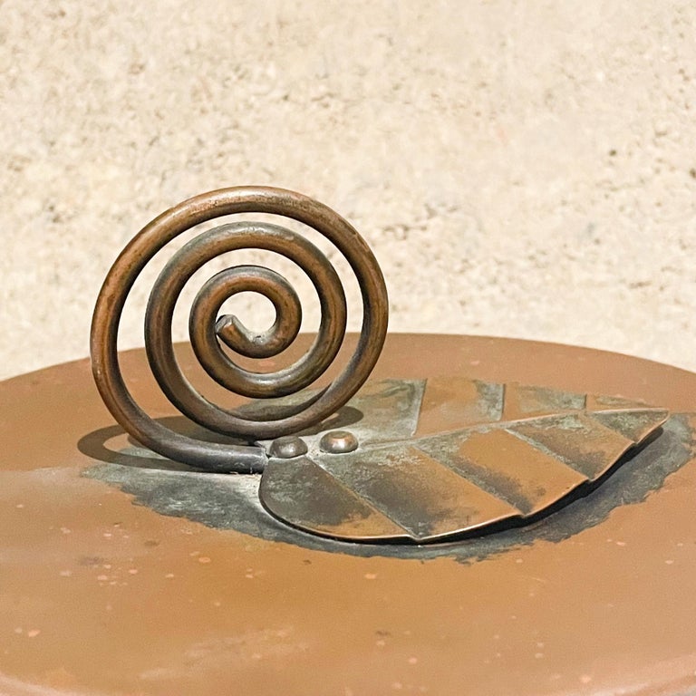 Mid-Century Modern Modernist Francisco Rebajes Copper Lidded Dish Handwrought Sculptural, 1950s For Sale