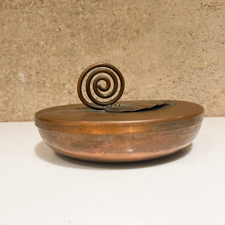 American Modernist Francisco Rebajes Copper Lidded Dish Handwrought Sculptural, 1950s For Sale