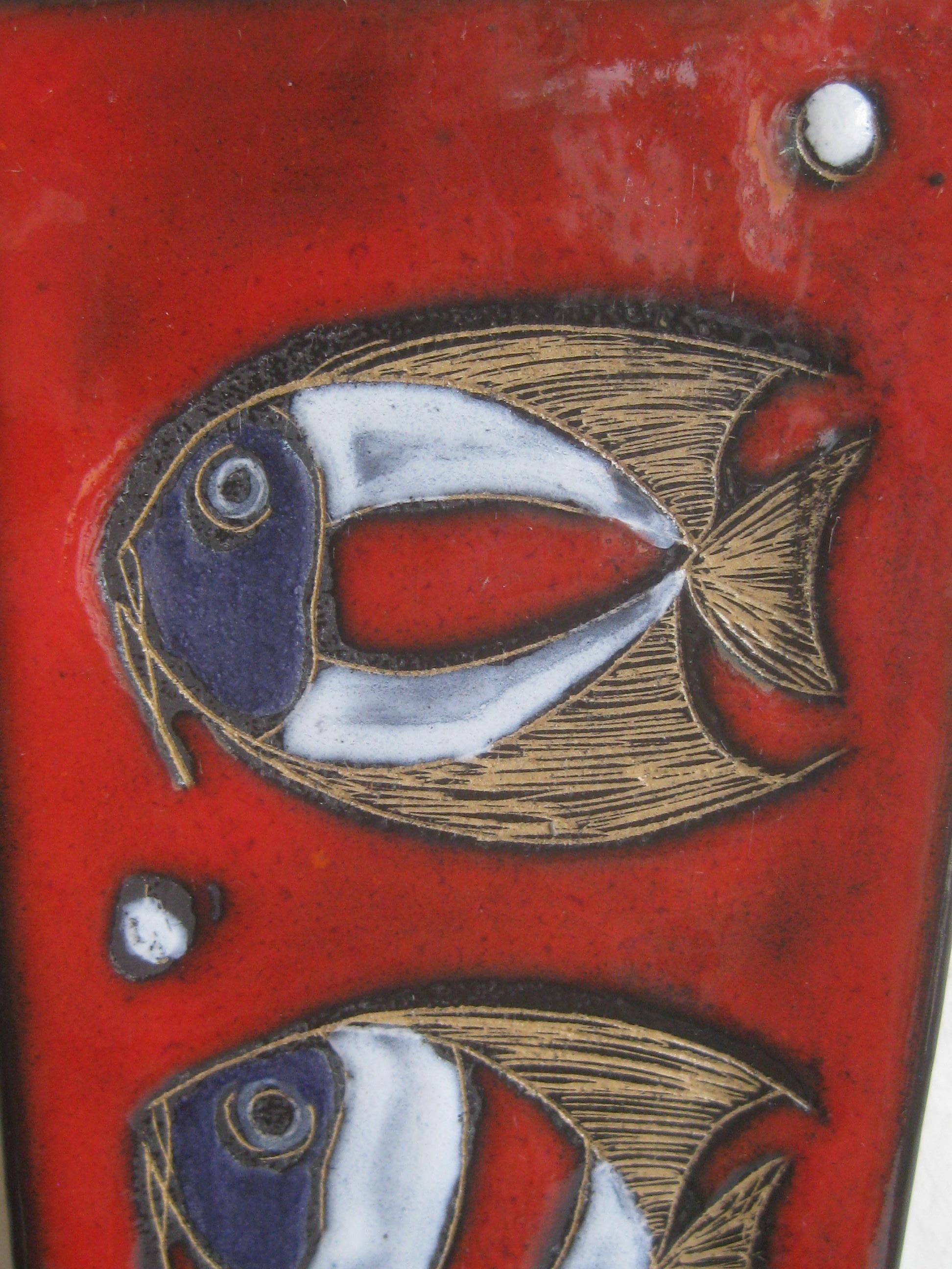 20th Century Modernist Franco Rufinelli Italian Art Pottery Abstract Fish Plaque Sculpture For Sale