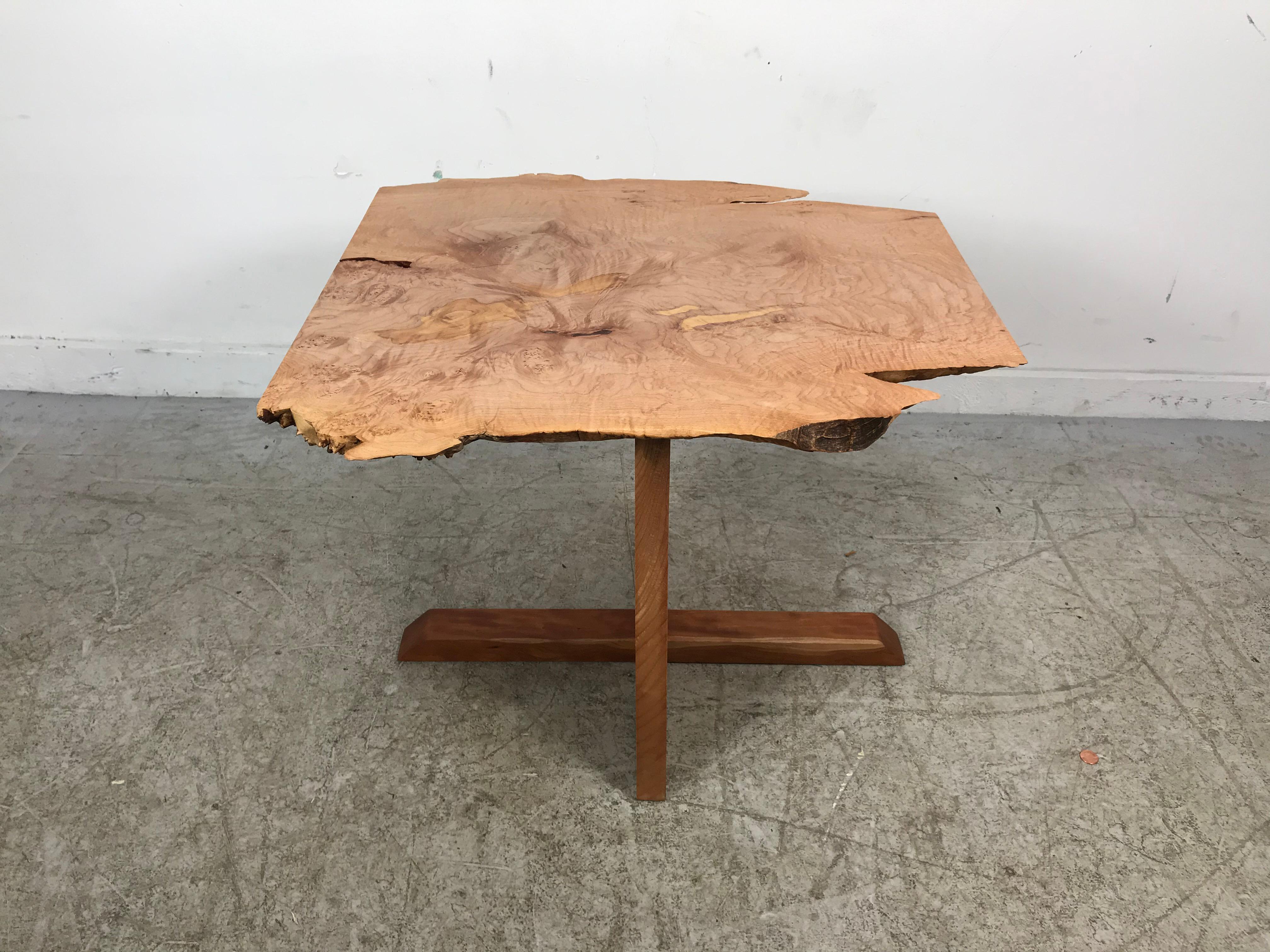Modernist Free Edge Table in the Manner of George Nakashima by Alex Phillips In Excellent Condition In Buffalo, NY
