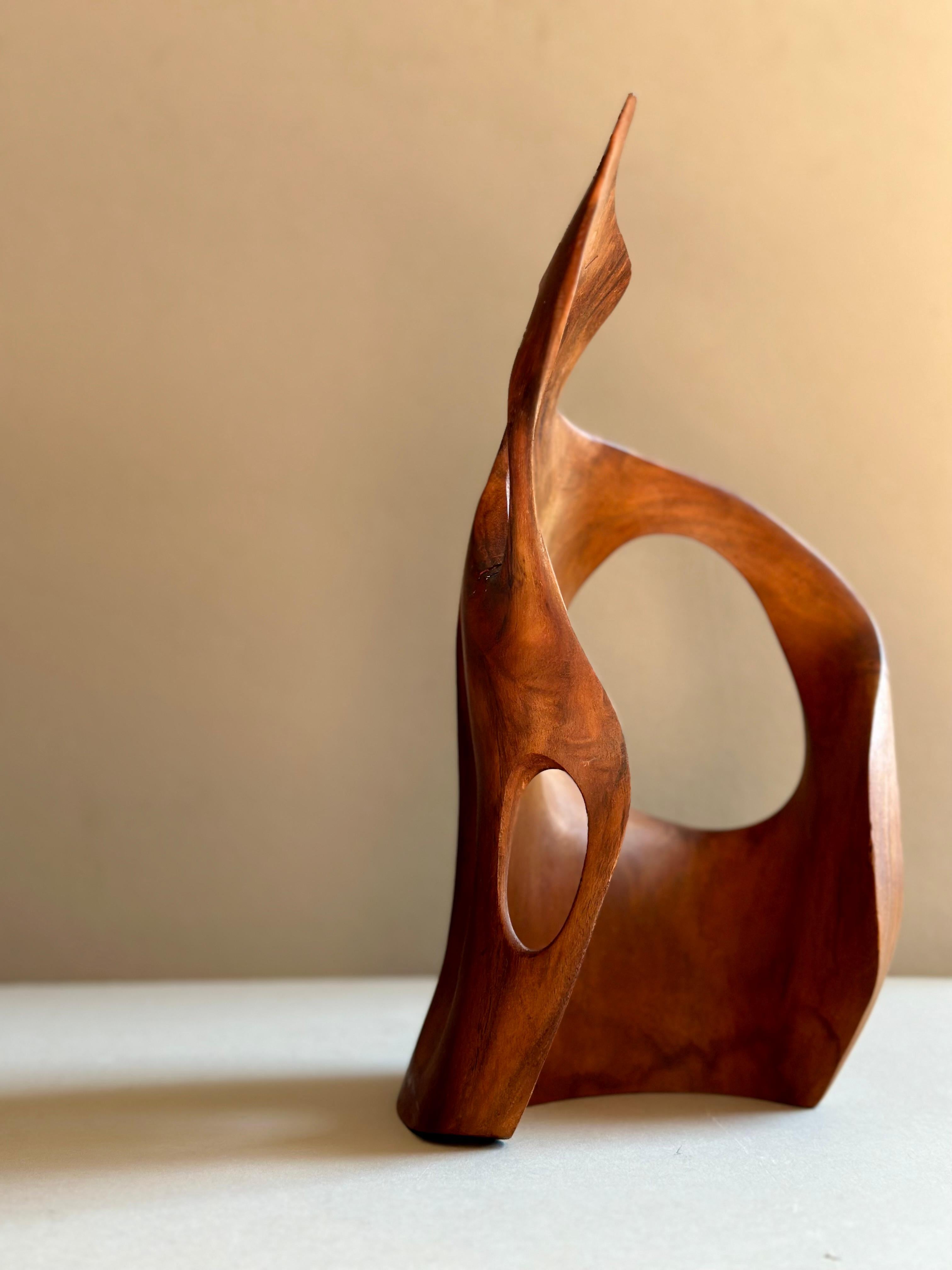 Hand-Crafted Modernist Freeform Organic Sculpture in Wood, 1970s 