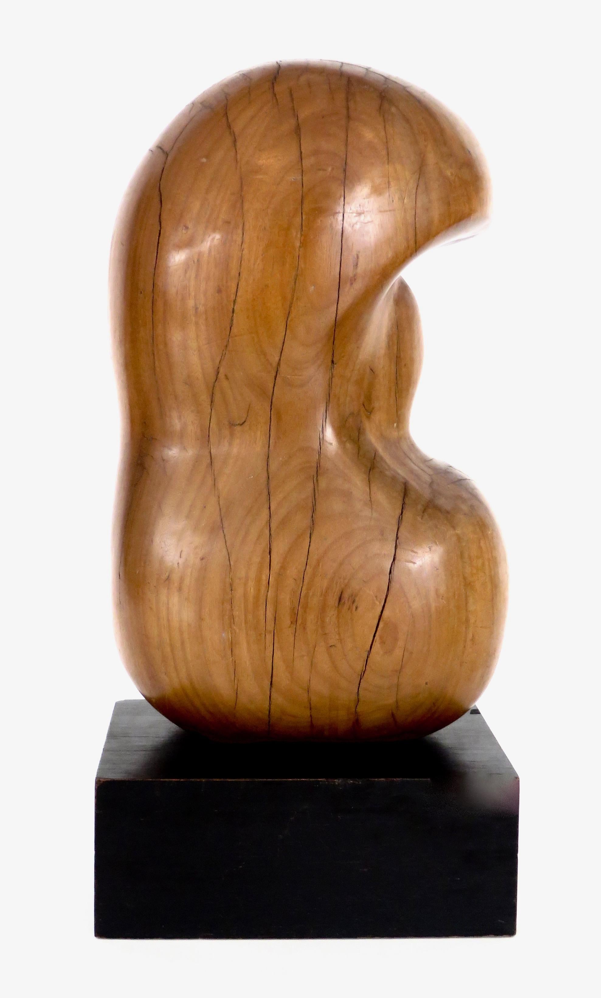 Modernist French Abstract Carved Wood Bio Morphic Sculpture 1