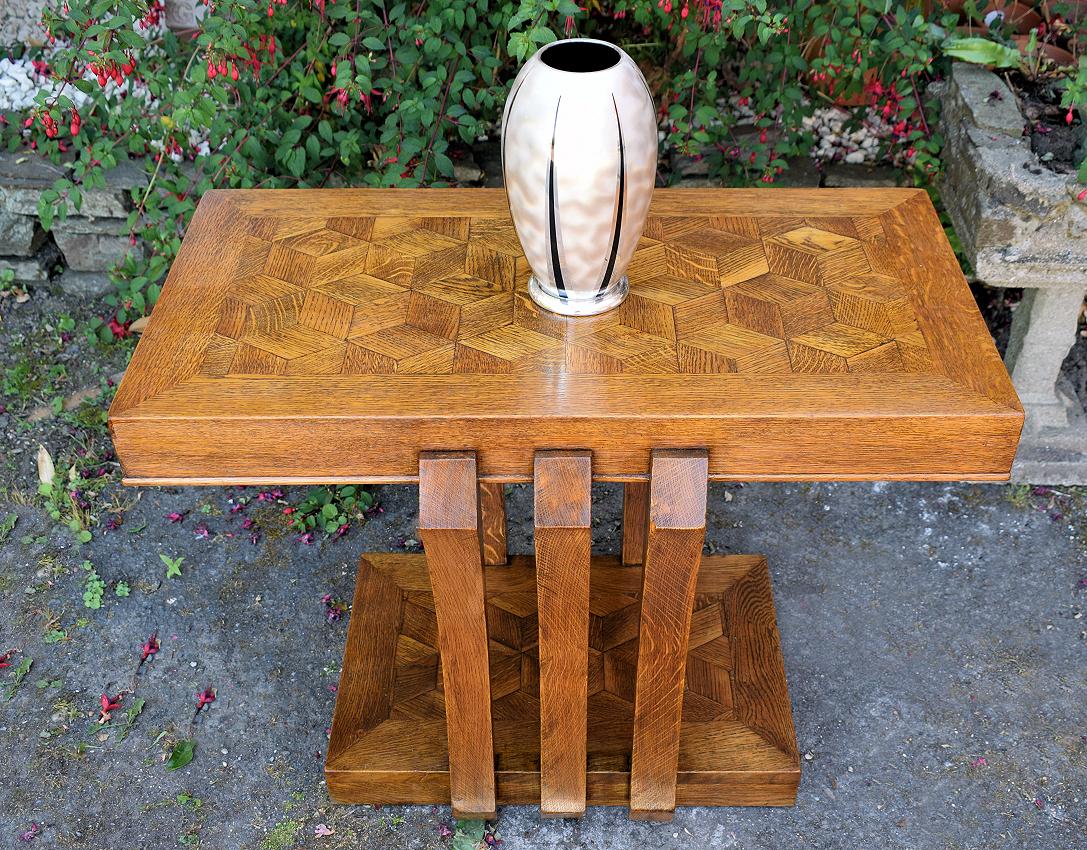 Modernist French Art Deco Oak Console Table 2