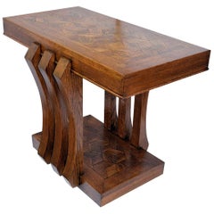 Modernist French Art Deco Oak Console Table