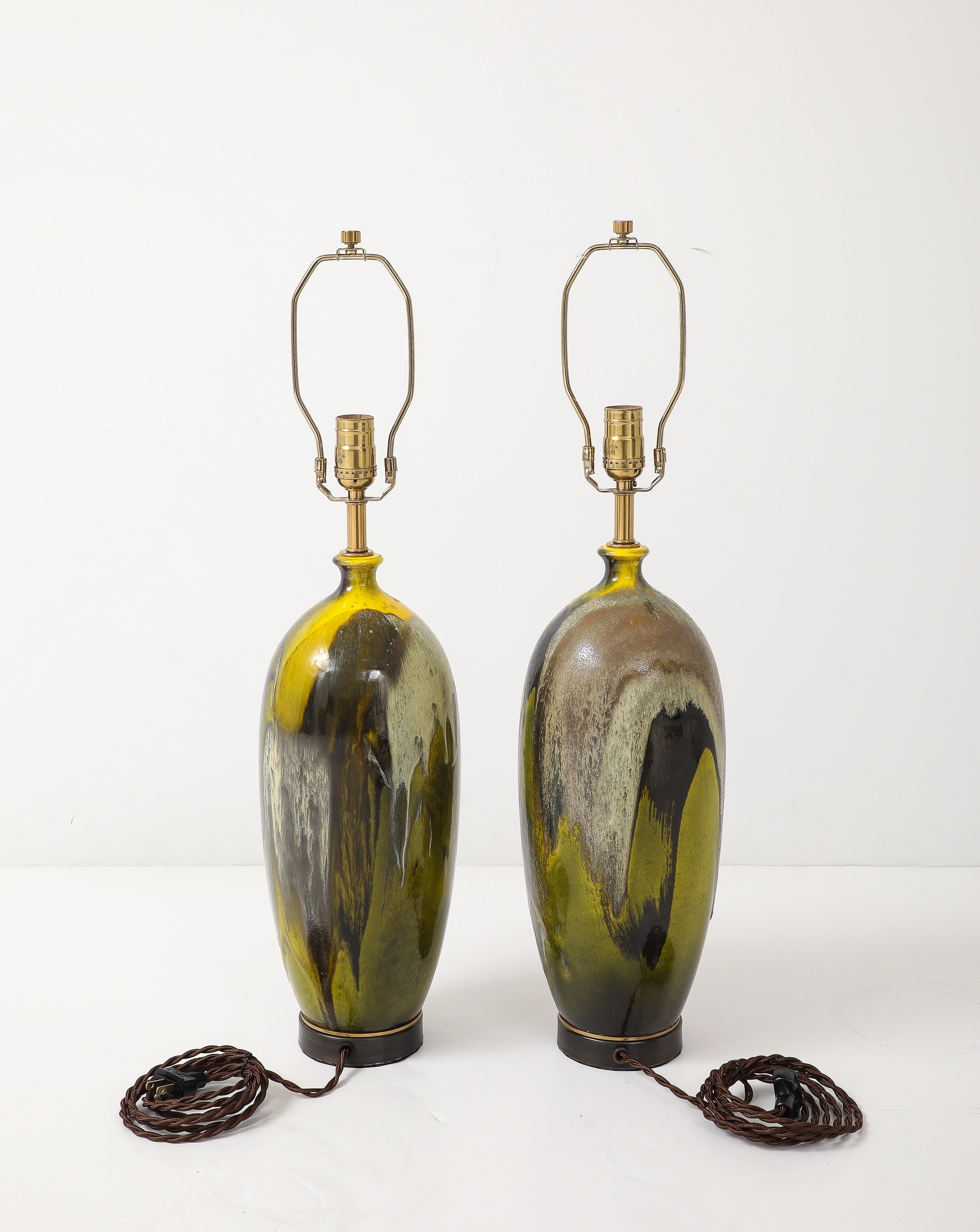 Französische modernistische Keramiklampen im Zustand „Hervorragend“ im Angebot in New York, NY