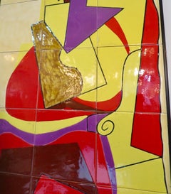 Modernist French Ceramic Tile Wall Panel