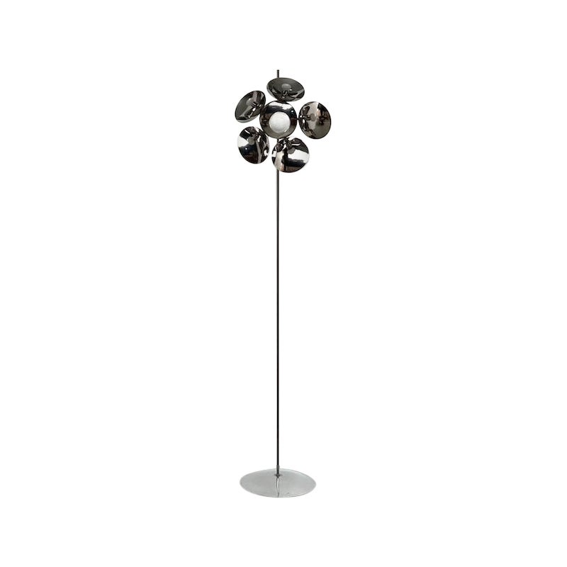 Modernist french chrome flower-shaped floor lamp, circa 1970 For Sale