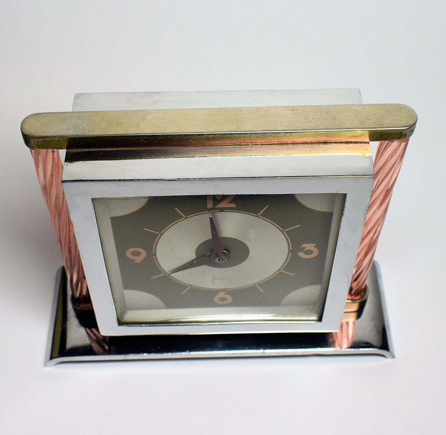 Französische Art-Déco-Uhr aus Glas und Chrom im modernistischen Stil im Angebot 2