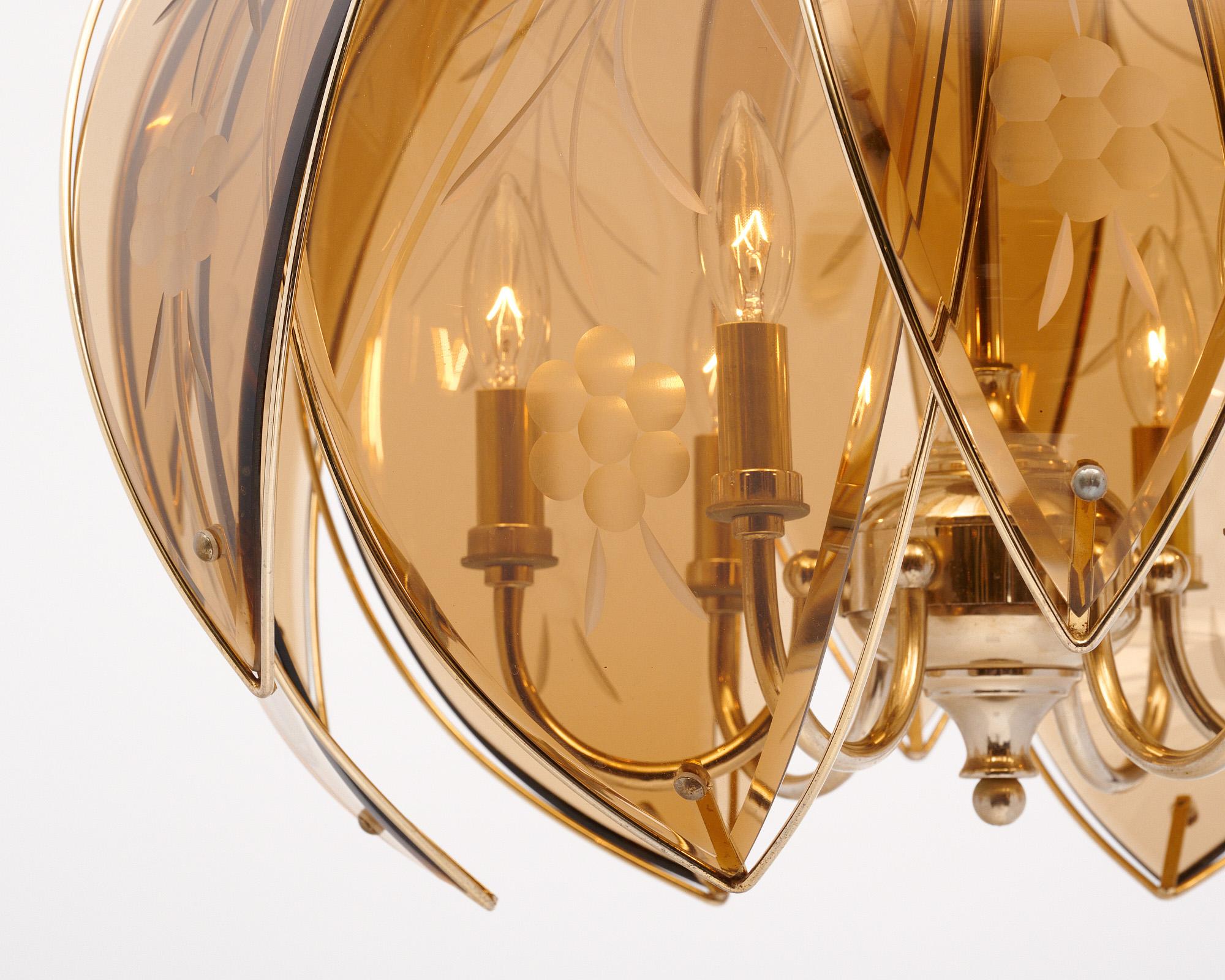 Francese Lampadario francese modernista a forma di loto in vendita