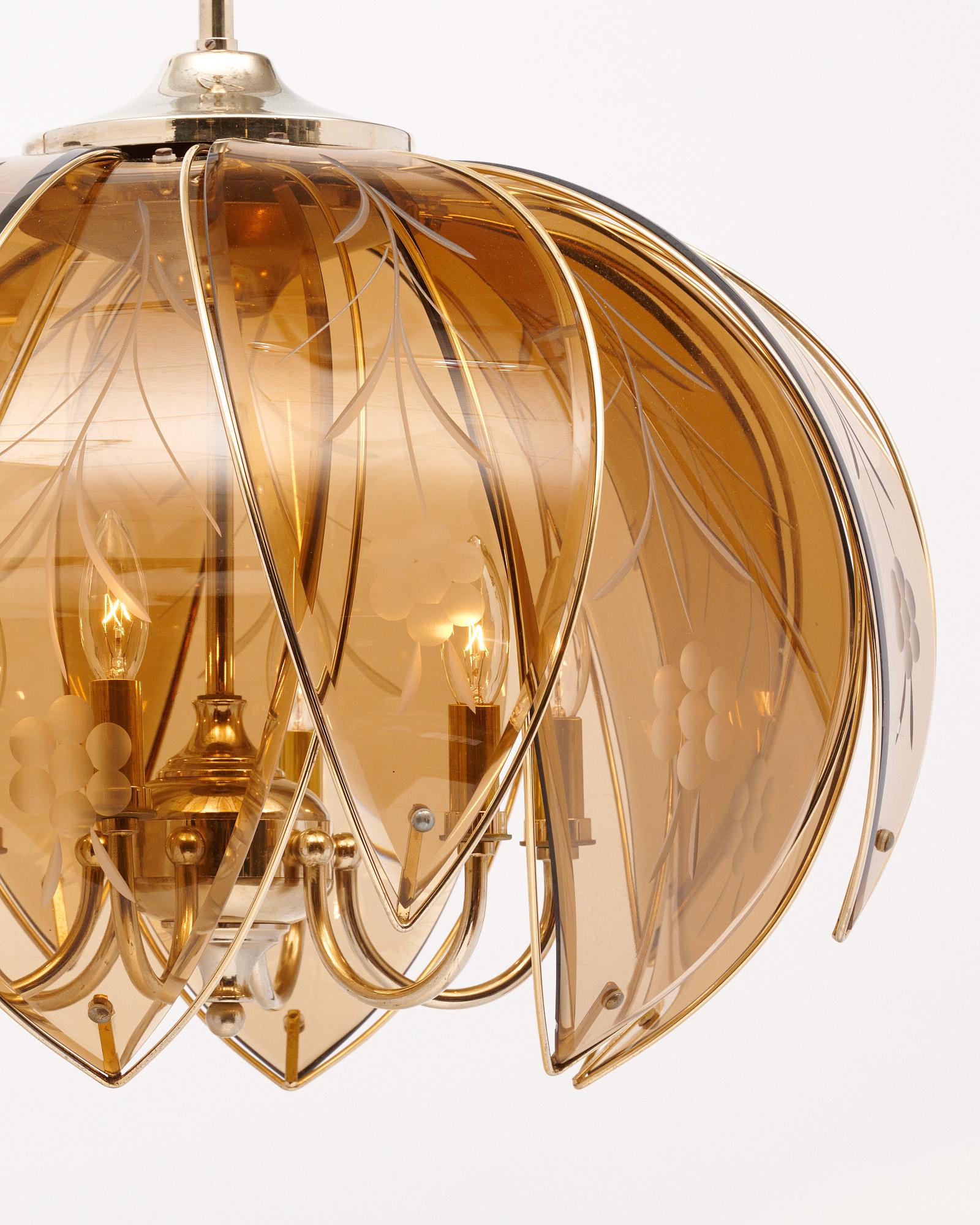 Fine XX secolo Lampadario francese modernista a forma di loto in vendita