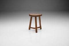 Modernist French Oak Stool, France 1920s