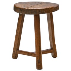 Modernist French Oak Stool, France 1920s