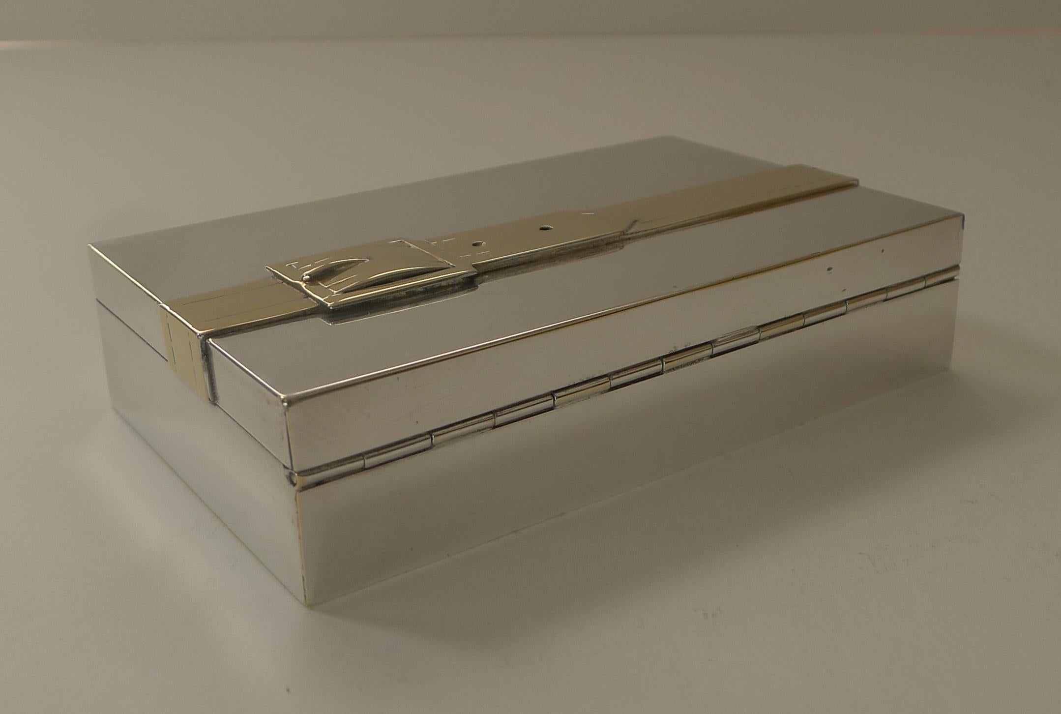 Modernist French Silver Plated Belt & Buckle Box by Maria Pergay In Good Condition In Bath, GB