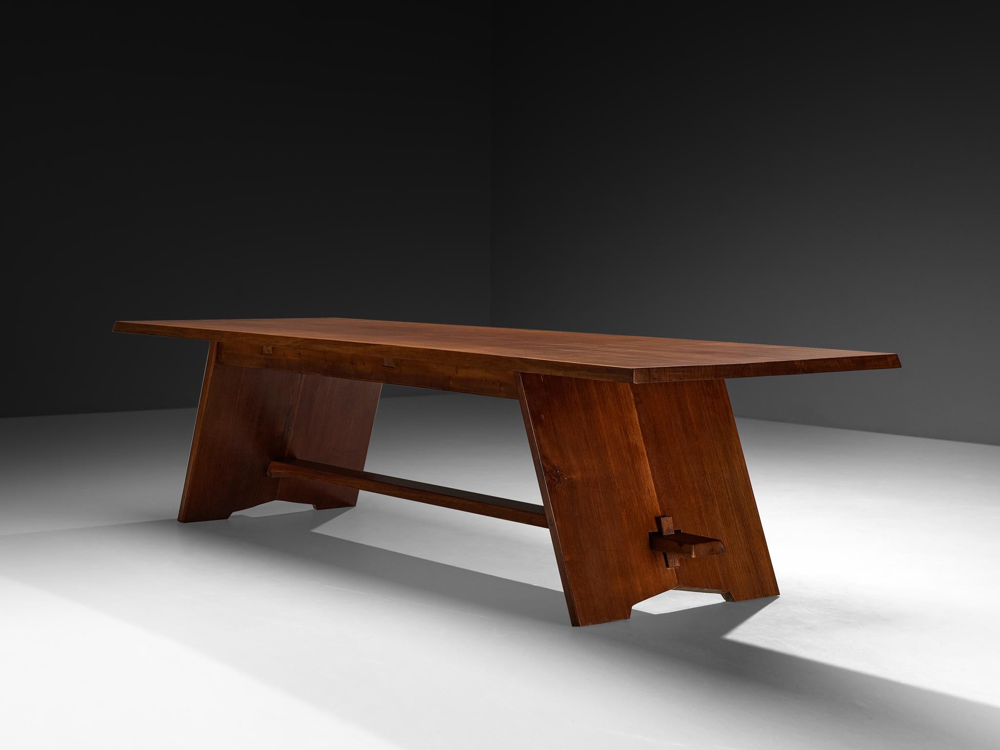 Modernist French Table in Meranti Wood For Sale 5