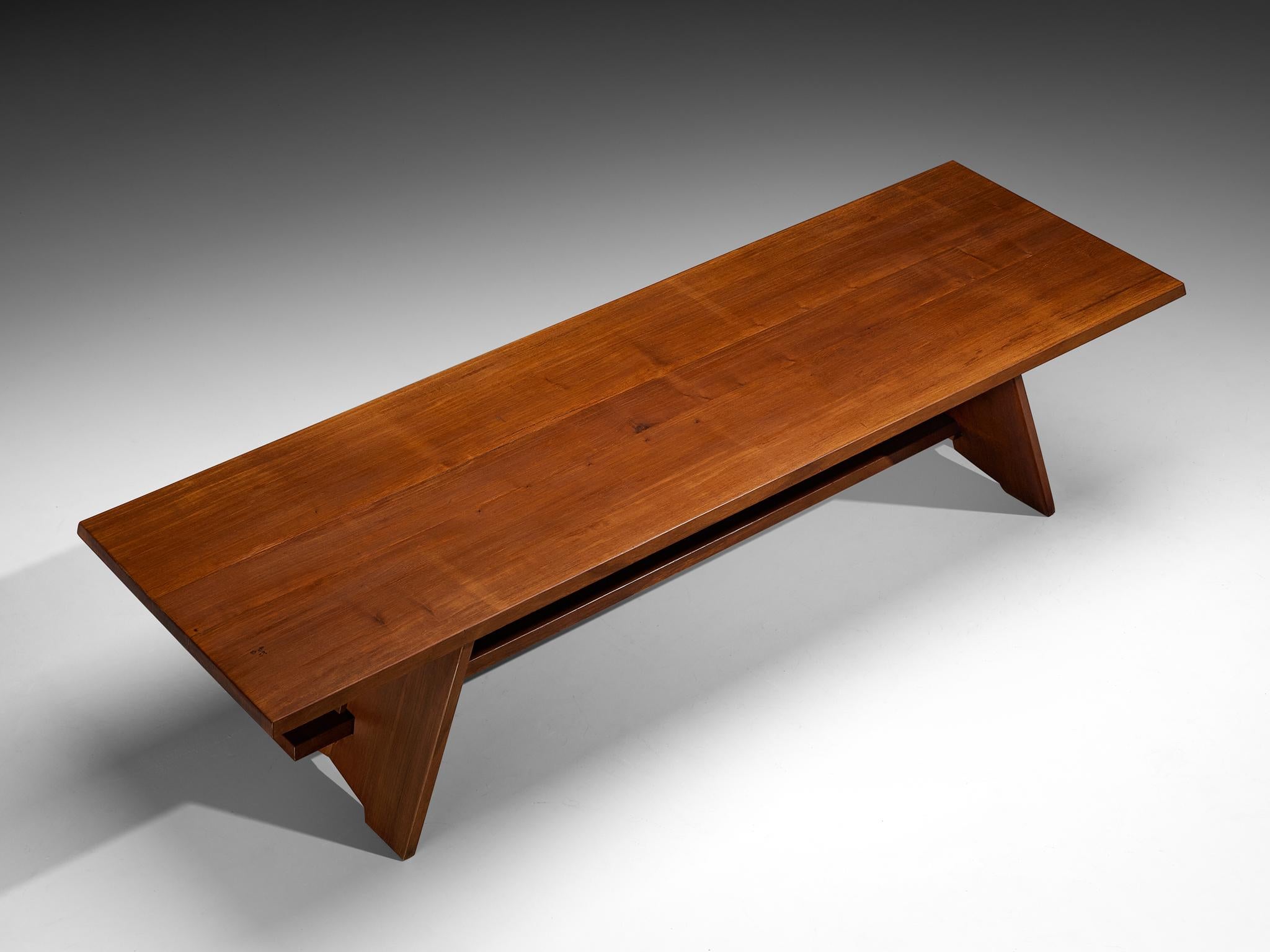 Modernist French Table in Meranti Wood In Good Condition For Sale In Waalwijk, NL
