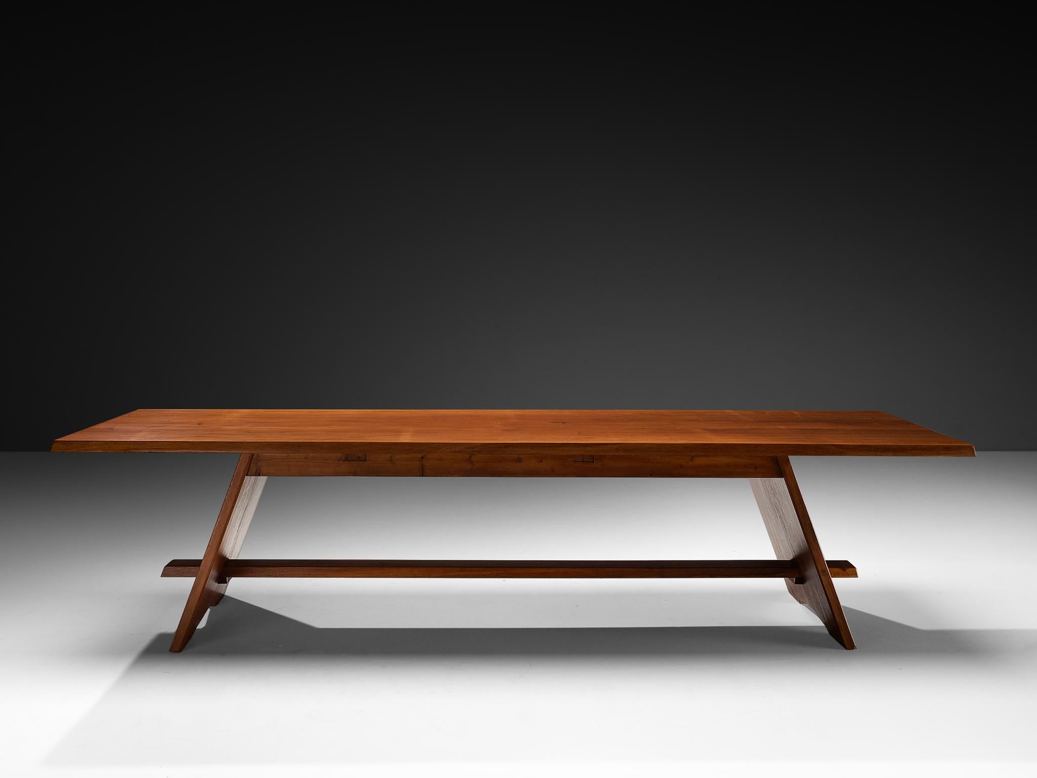 Modernist French Table in Meranti Wood For Sale 1