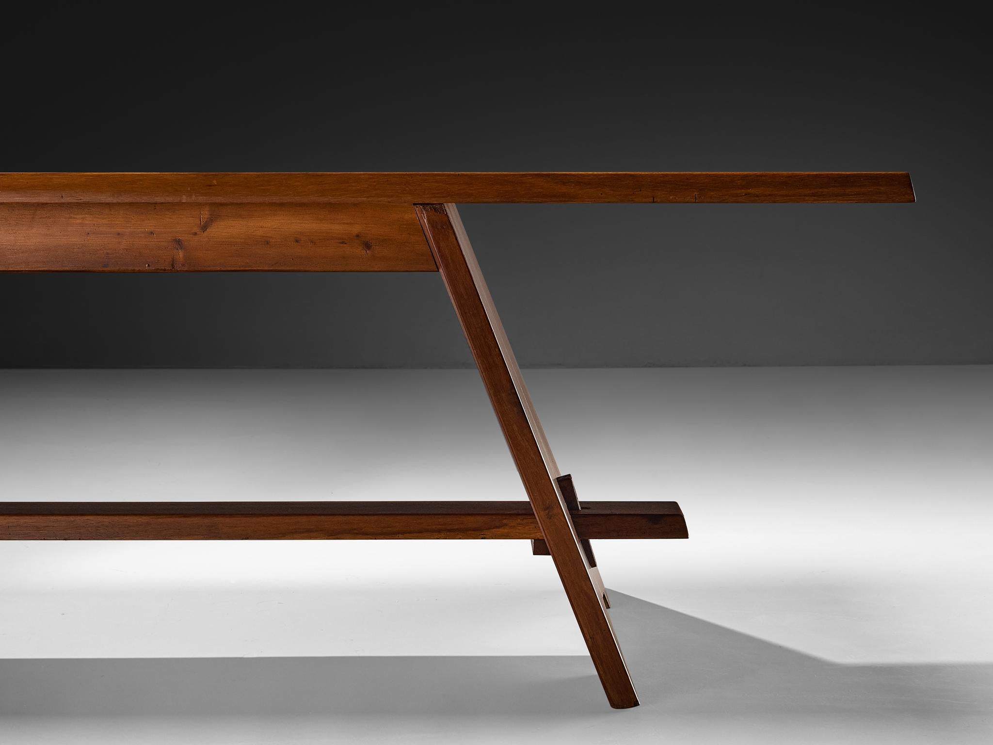 Modernist French Table in Meranti Wood For Sale 2