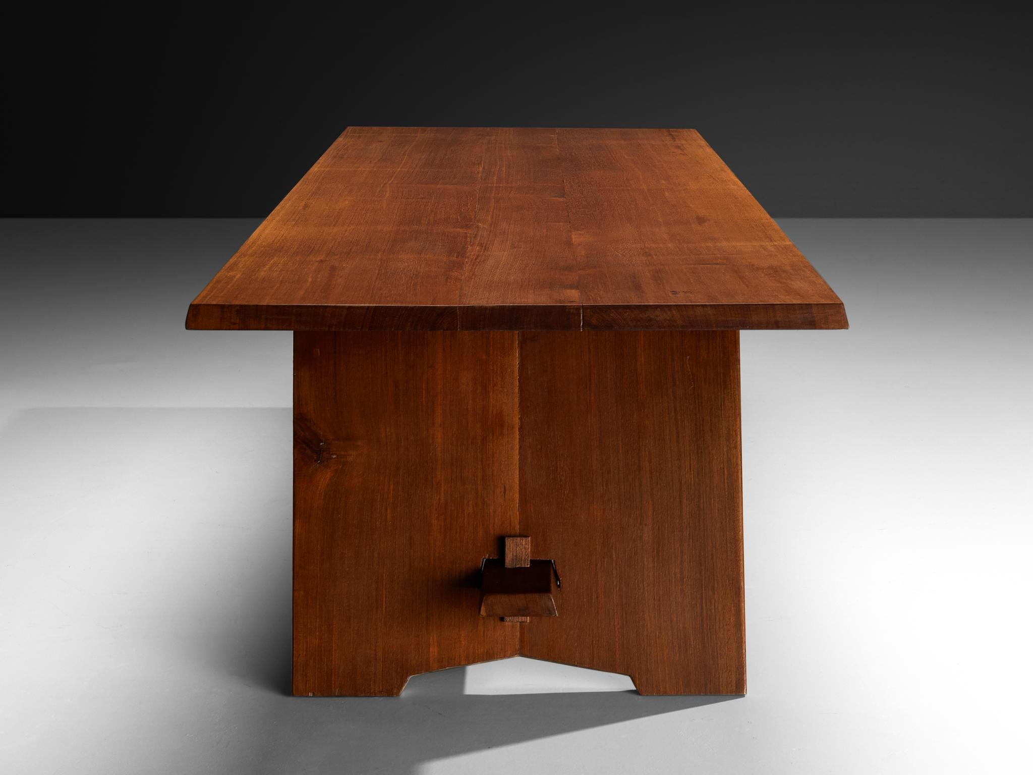 Modernist French Table in Meranti Wood For Sale 3