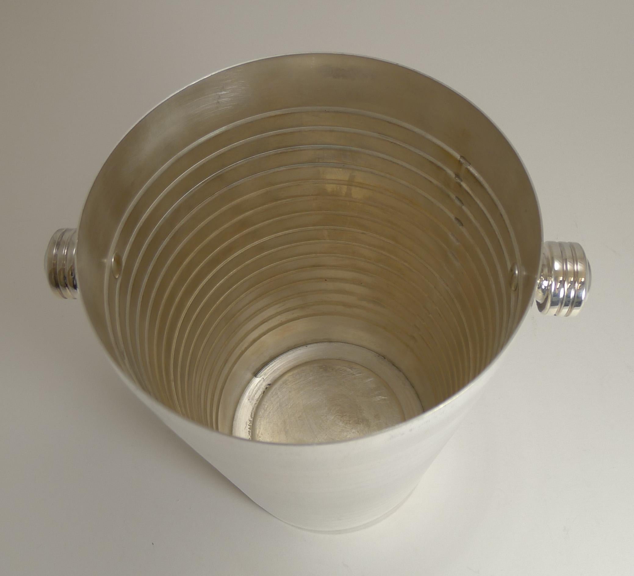 Modernist French Wine Cooler in Silver Plate by Gelb, France In Good Condition In Bath, GB