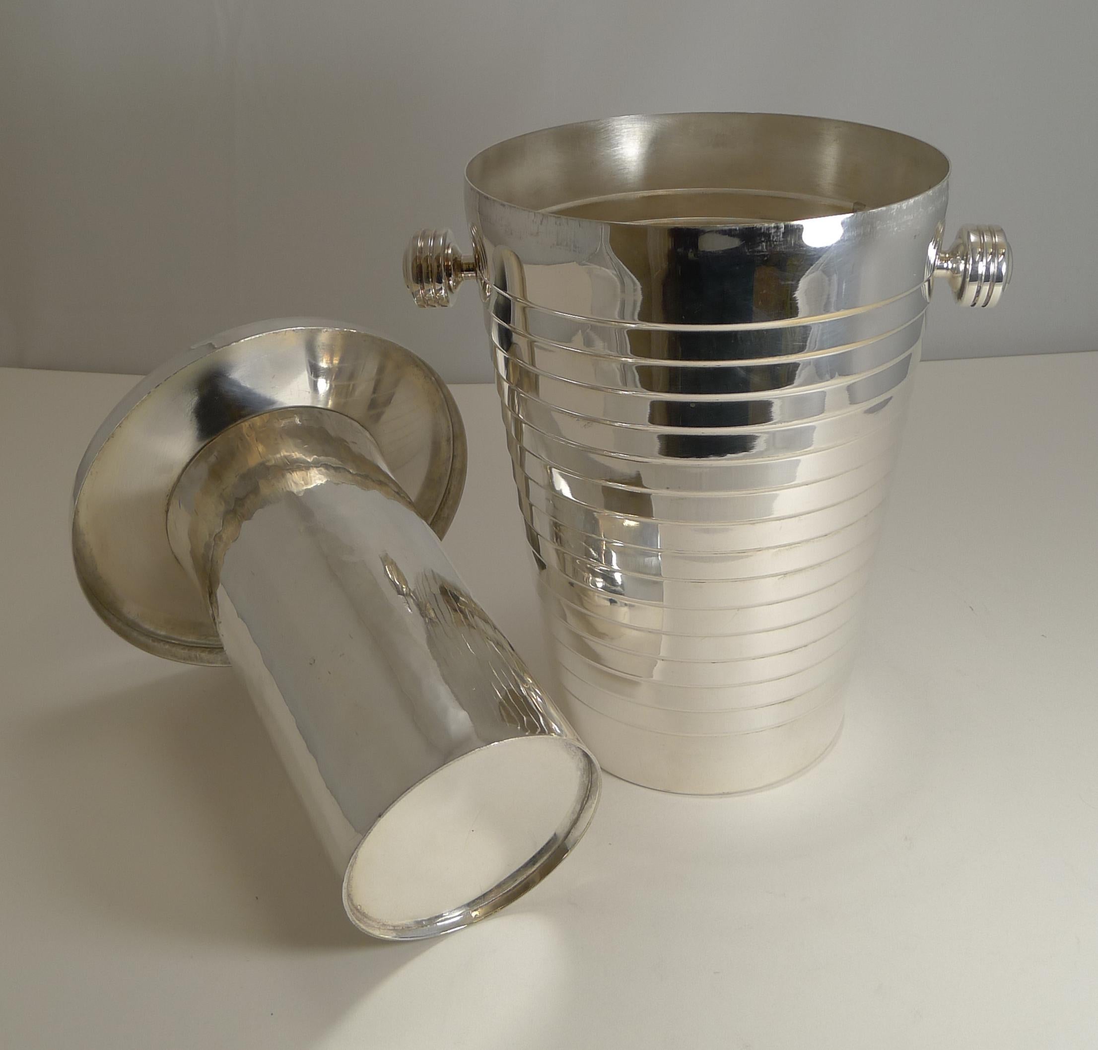 Mid-20th Century Modernist French Wine Cooler in Silver Plate by Gelb, France