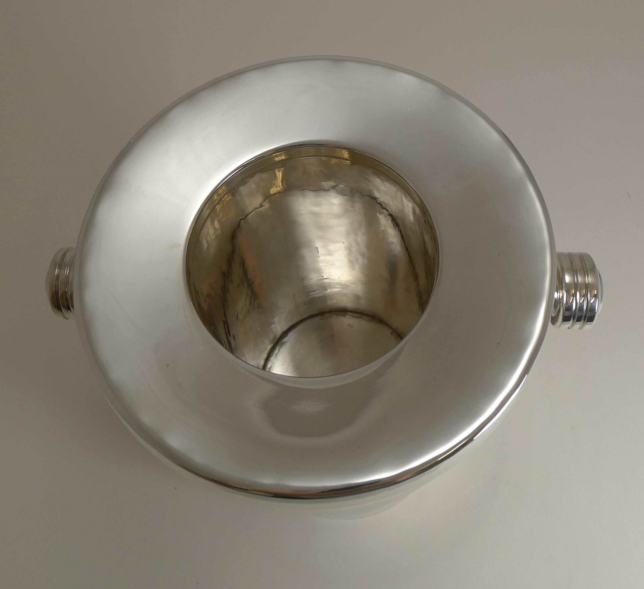 Modernist French Wine Cooler in Silver Plate by Gelb, France 2