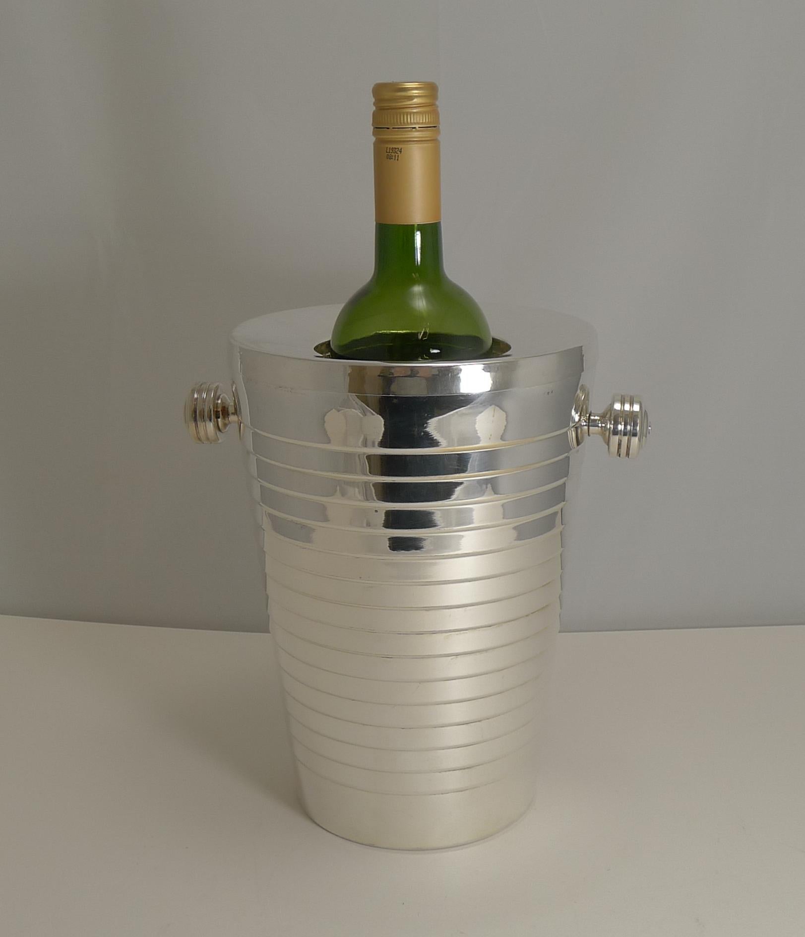 Modernist French Wine Cooler in Silver Plate by Gelb, France 3