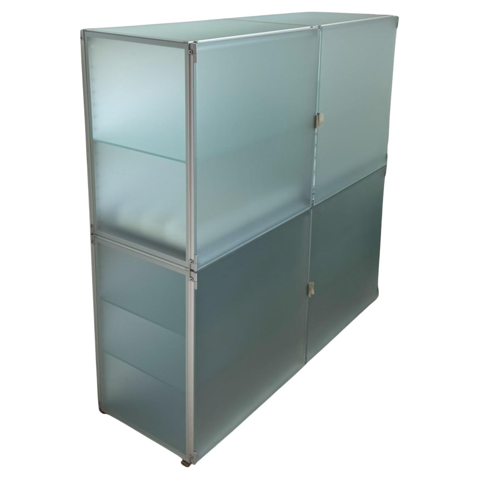 Modernist Frosted Glass & Aluminum Storage Unit by interlübke, Germany